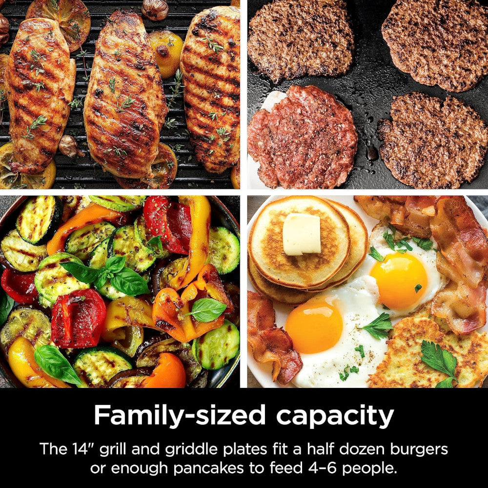 Ninja GR101CCO Electric Griddle & Indoor Grill - Certified Refurbished with Home Essentials Warranty | Perfect for Small Kitchens, Apartments & Healthy Cooking