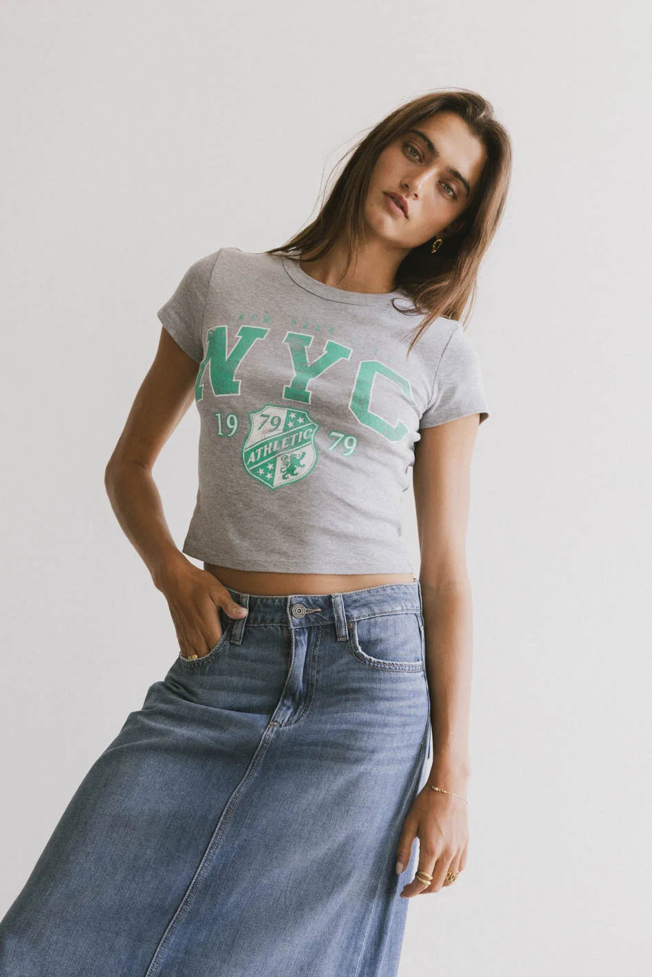 NYC Athletic Baby Tee - Soft Cotton Vintage Fit Women's T-Shirt for Casual Wear & Workouts | Final Sale