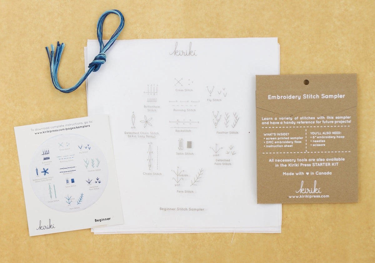 Beginner Embroidery Stitch Sampler Kit - Learn Basic Hand Embroidery Stitches with Step-by-Step Guide - Perfect for DIY Craft Projects, Home Decor & Gift Making