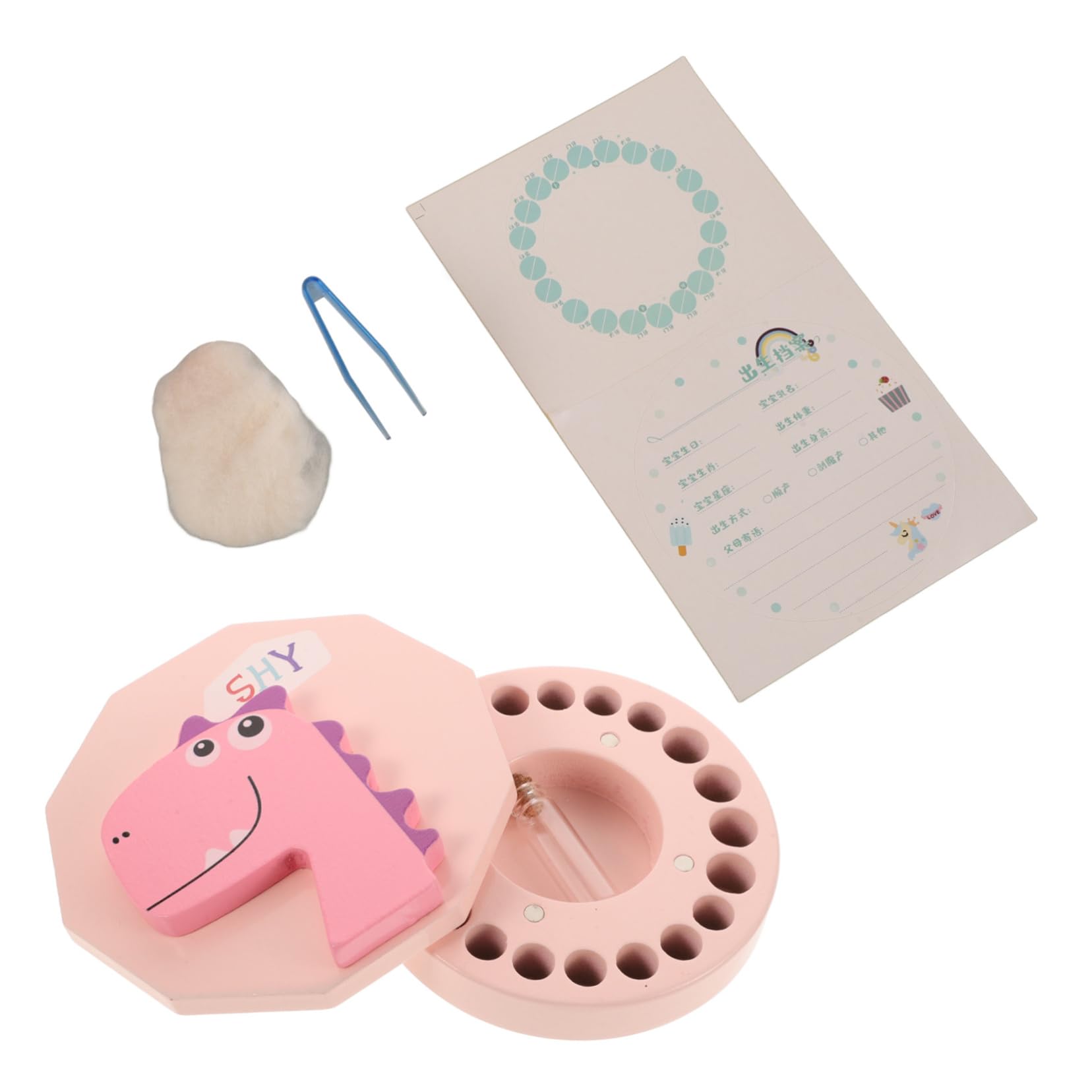 Catiebye Pink Wooden Tooth Storage Box - Portable Tooth Holder for Kids & Adults, Perfect for Baby Teeth Keepsake, Dental Organizer - Ideal for Travel, Home, and Video Camera Toy Accessories