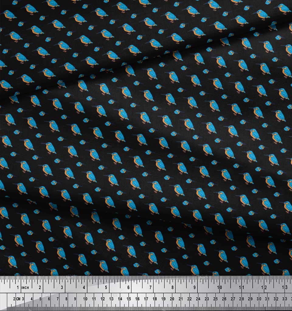 Soimoi 100% Cotton Poplin Fabric by The Yard - 42 Inch Wide - Kingfisher Bird Print Shirting Material for Dresses, Shirts & Home Decor - Premium Printed Fabric for Sewing & Craft Projects