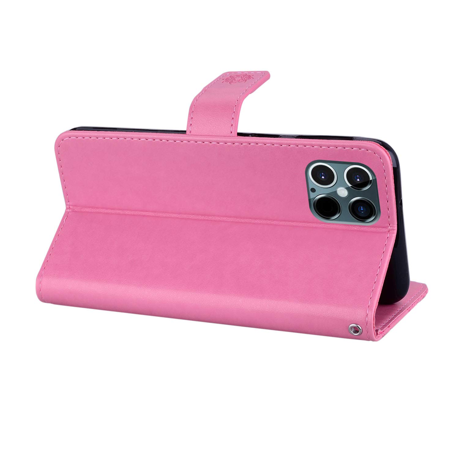 CCSmall iPhone 13 Pro Max Wallet Case with Card Slots & Wrist Strap - Sparkling Glitter Diamond PU Leather Flip Cover (Owl Pink) - Perfect for Hands-Free Shopping, Travel & Daily Use