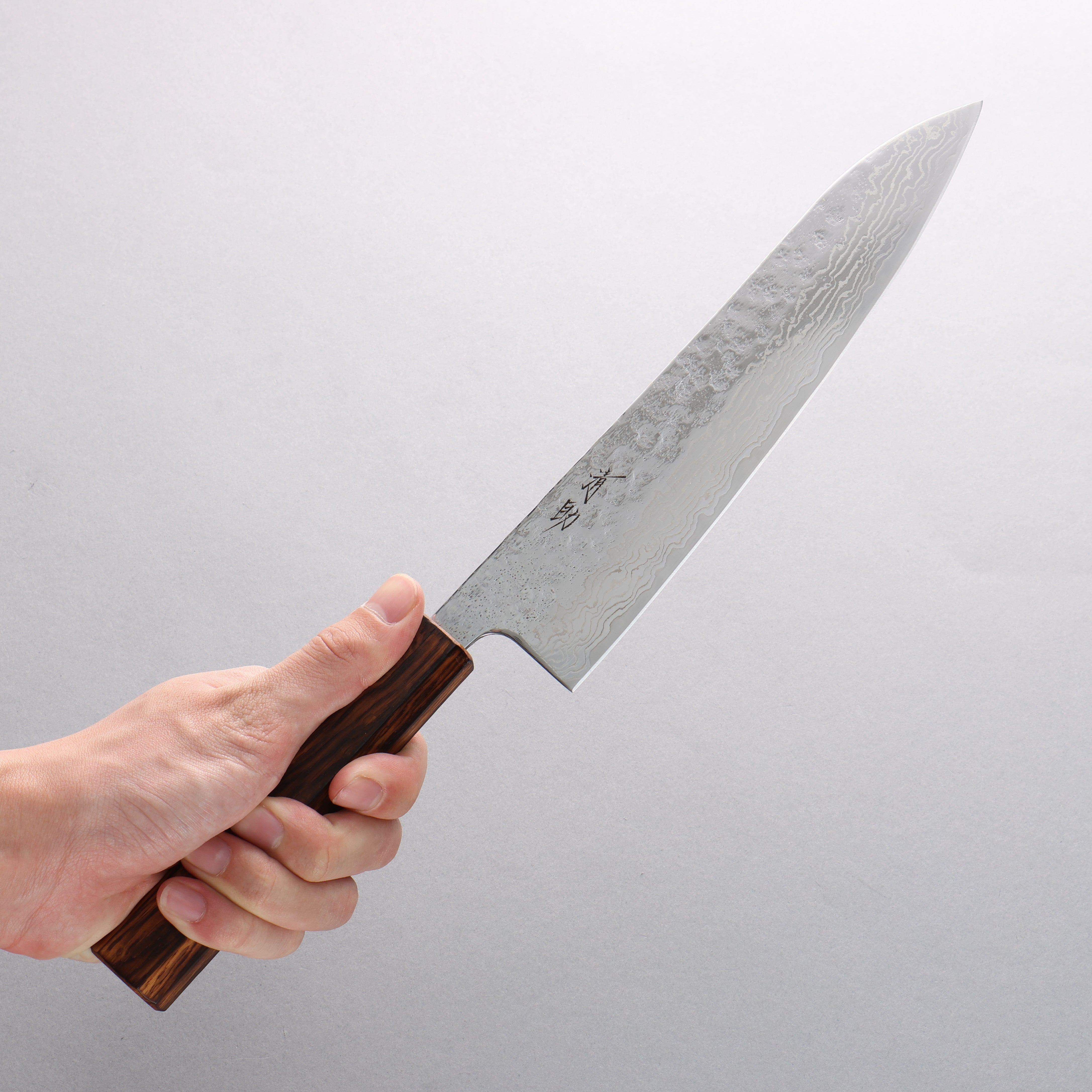 Premium 210mm Gyuto Chef Knife - 440C Stainless Steel Hammered Damascus Blade with Oak Handle - Perfect for Sushi, Meat Slicing & Professional Kitchen Use