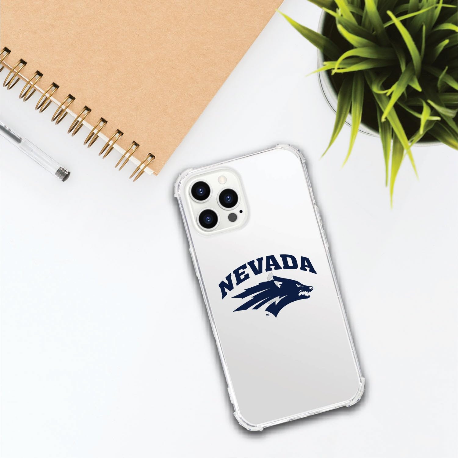 OTM Essentials Rugged Phone Case for iPhone 13 Pro Max - Shockproof Protective Cover with Reinforced Edges | Classic White Design | Perfect for University of Nevada Students & Outdoor Activities