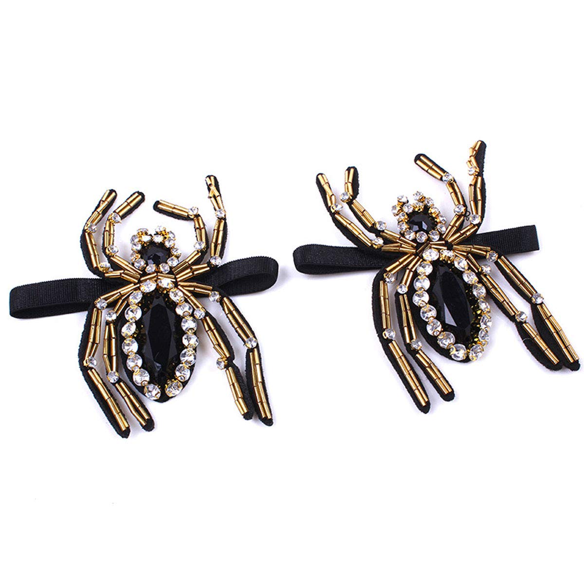 Suoirblss 2PCS DIY Rhinestone Bee Shoe Straps - Sparkling Shoe Accessories for Flats & High Heels | Adjustable Shoe Decor for Women (Spider Style Black) | Perfect for Weddings, Parties & Special Occasions