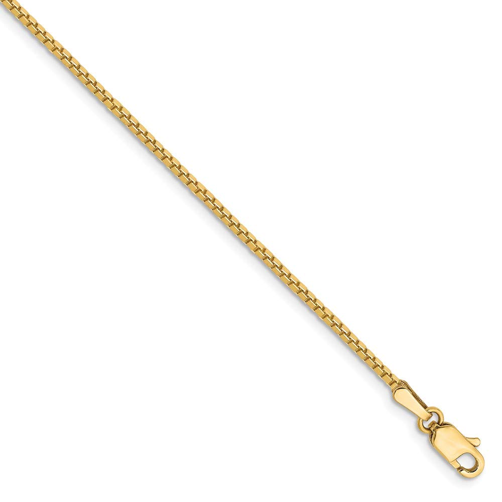 14K Solid Yellow Gold 1.30mm Box Chain Necklace with Lobster Clasp - Dainty Minimalist Jewelry for Women, Perfect for Everyday Wear, Layering & Gift Giving