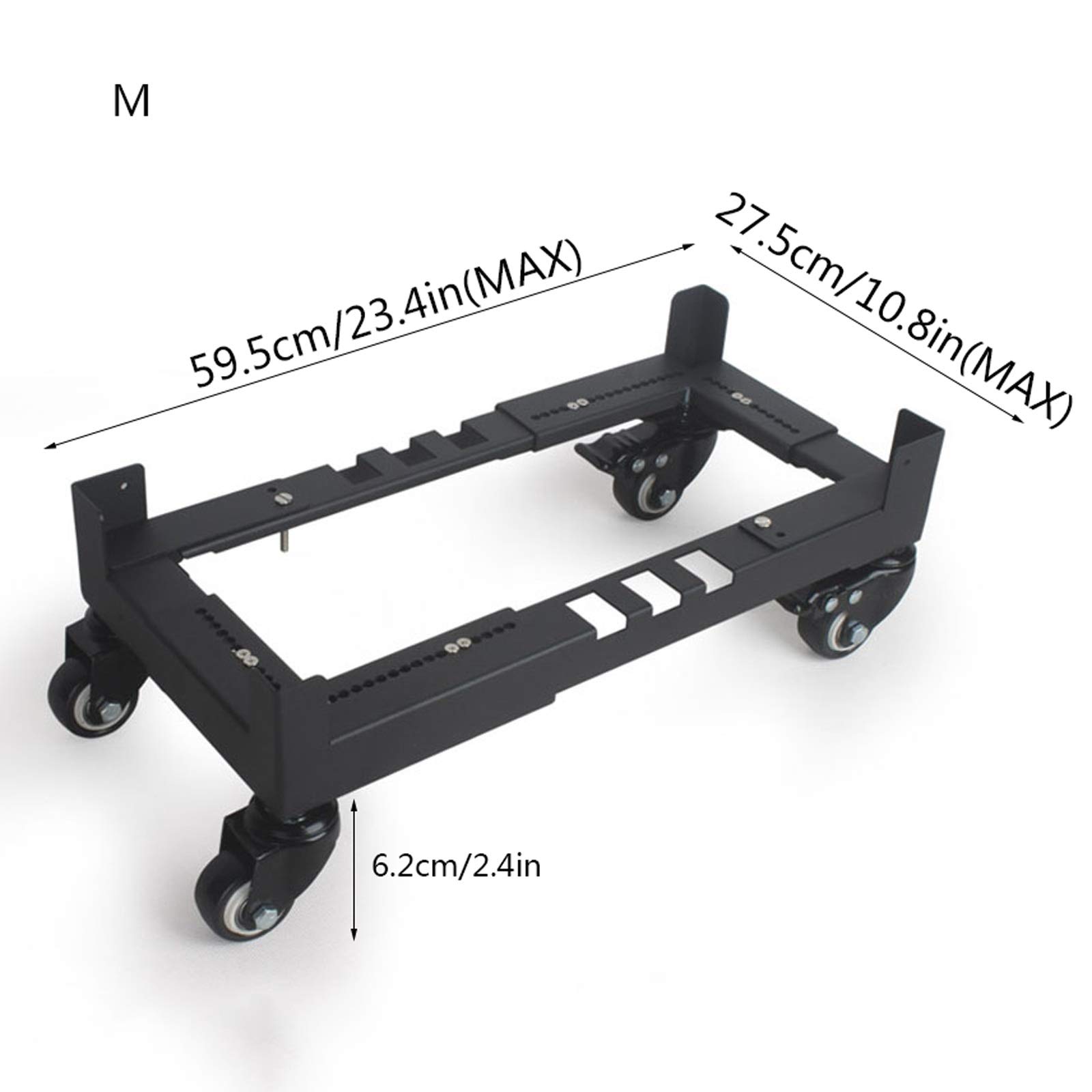 TOMYEUS Adjustable Metal CPU Stand with Locking Casters - Black Computer Tower Holder for Desktop PC Case (Medium Size) | Perfect for Office, Gaming Setup & Home Workspace Organization