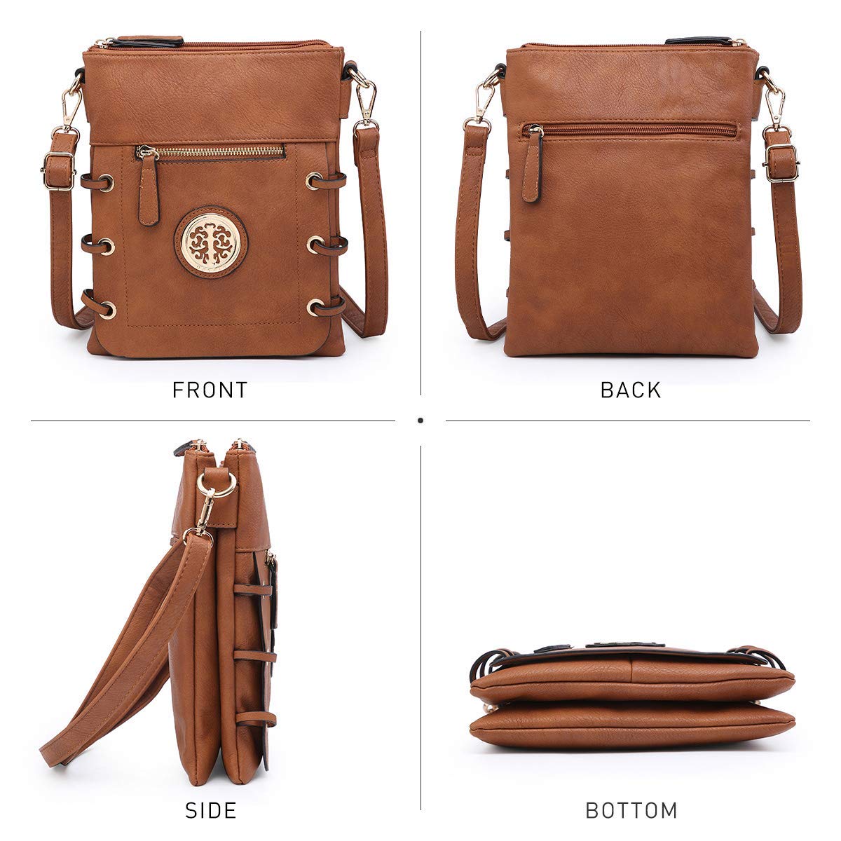 Dasein Women's Lightweight Shoulder Bag - Soft PU Leather Crossbody Purse with Multiple Pockets & Double Zipper - Perfect for Travel, Shopping, and Everyday Use