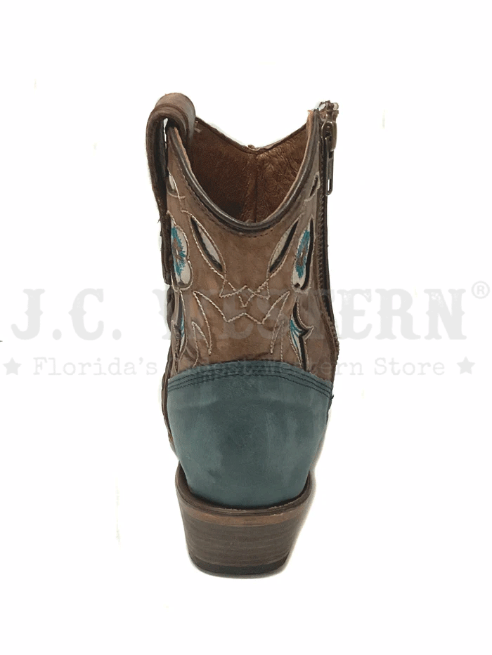 Circle G L5940 Women's Western Ankle Boots with Floral Embroidery & Inlay - Stylish Cowgirl Boots for Country Dancing, Rodeo & Casual Wear (Shedron & Light Blue)