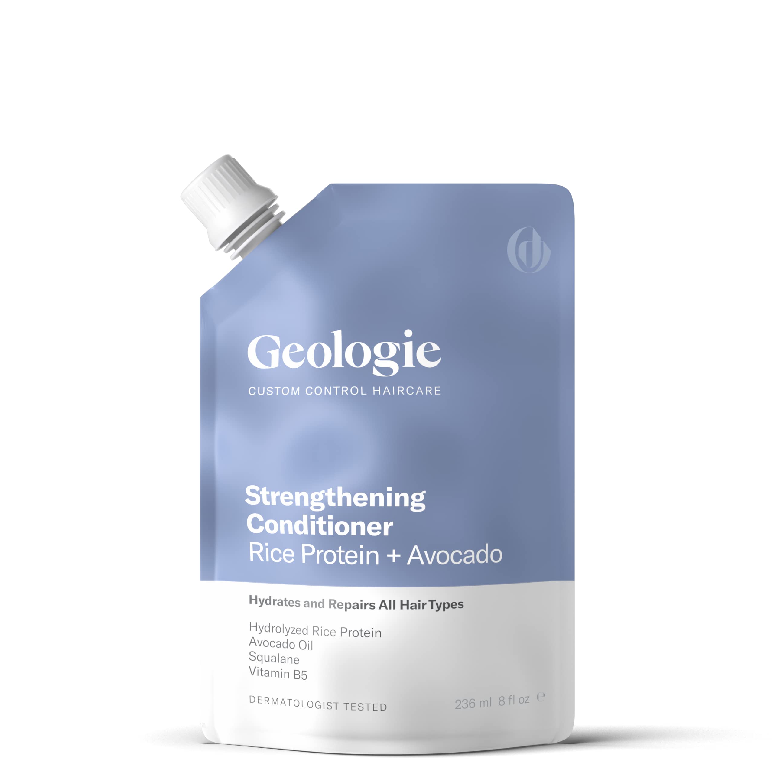 Geologie Strengthening Conditioner with Rice Protein & Avocado Oil - Custom Hair Care for Damaged Hair - 8 fl oz - Perfect for Dry, Frizzy Hair & Color-Treated Locks