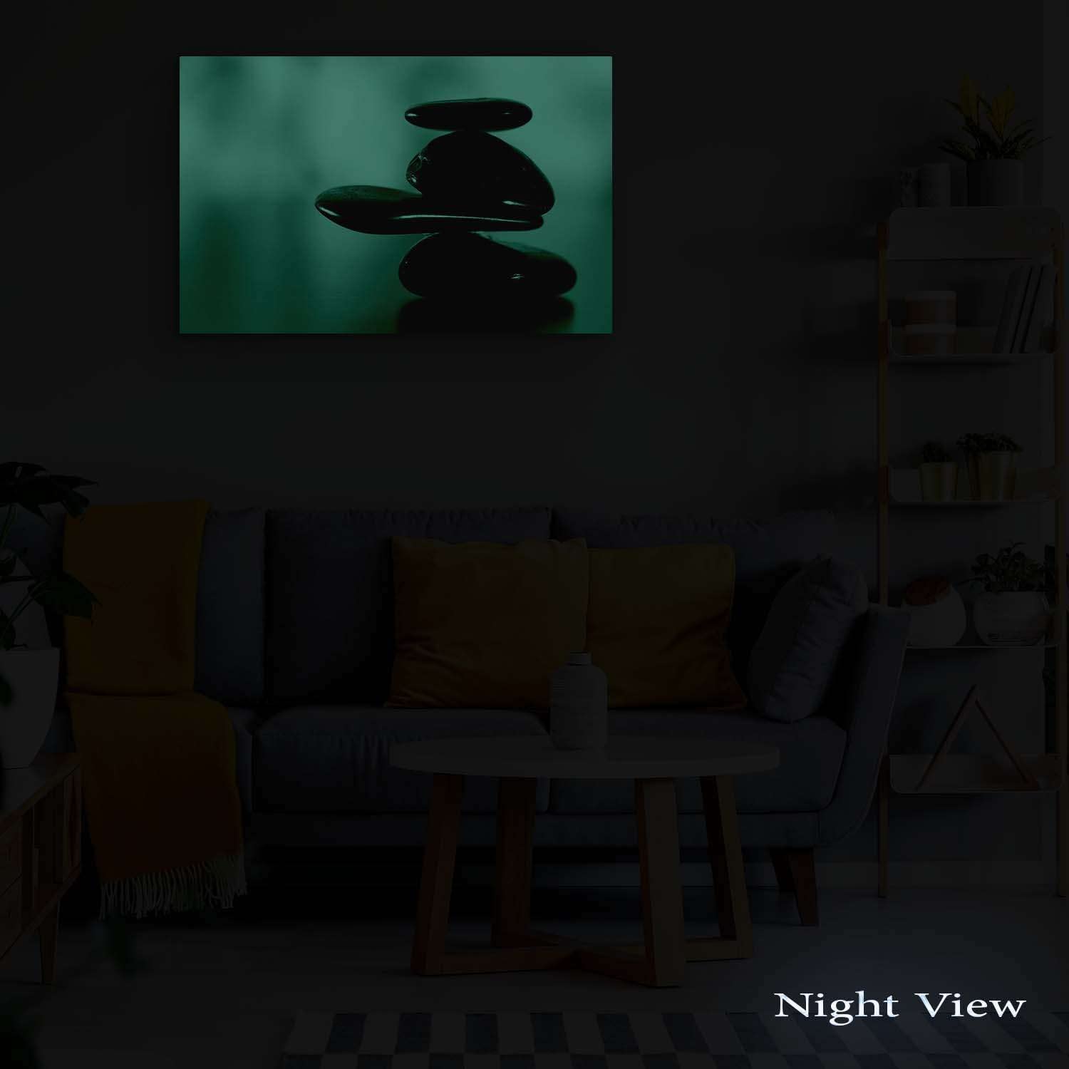 Modern Abstract Glass Wall Art - Startonight Acrylic Zen Decor with Black Stones, 24x36 Inch Contemporary Home & Office Artwork | Perfect for Living Room, Bedroom or Meditation Space