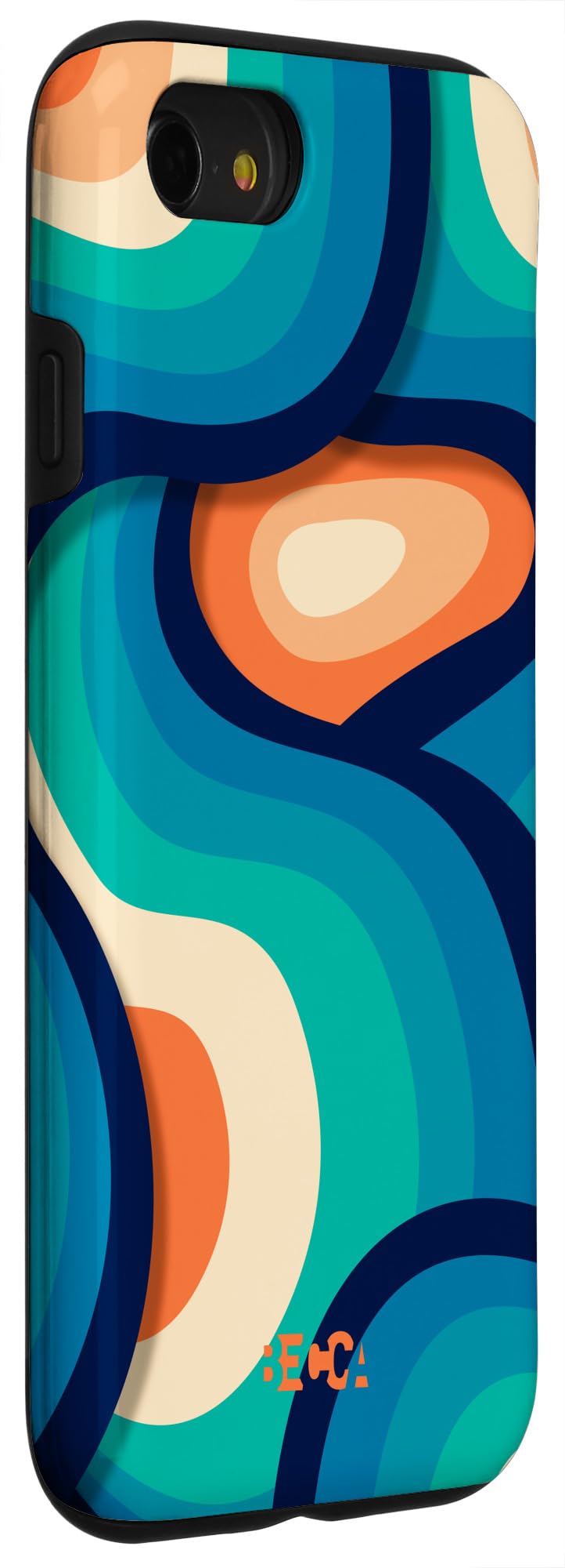iPhone SE (2020) / 7 / 8 Retro Groovy Liquid Swirl Wave Stripe Psychedelic Blue Phone Case - Durable Protection for Everyday Use, Travel, and Outdoor Adventures