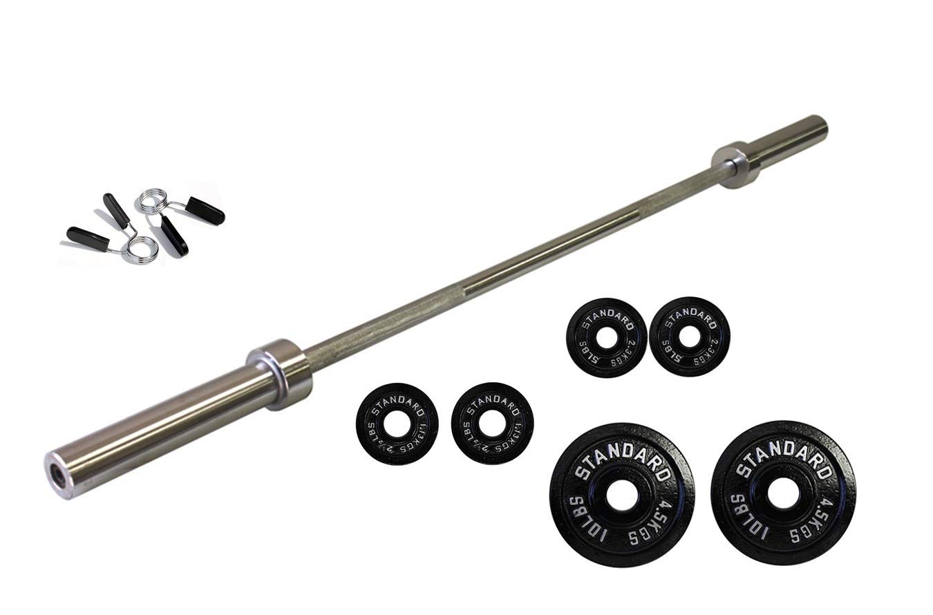 Ader 60'' Olympic Barbell Set with 37.5 lb Black Weight Plates - Strength Training Equipment for Home Gym & CrossFit Workouts