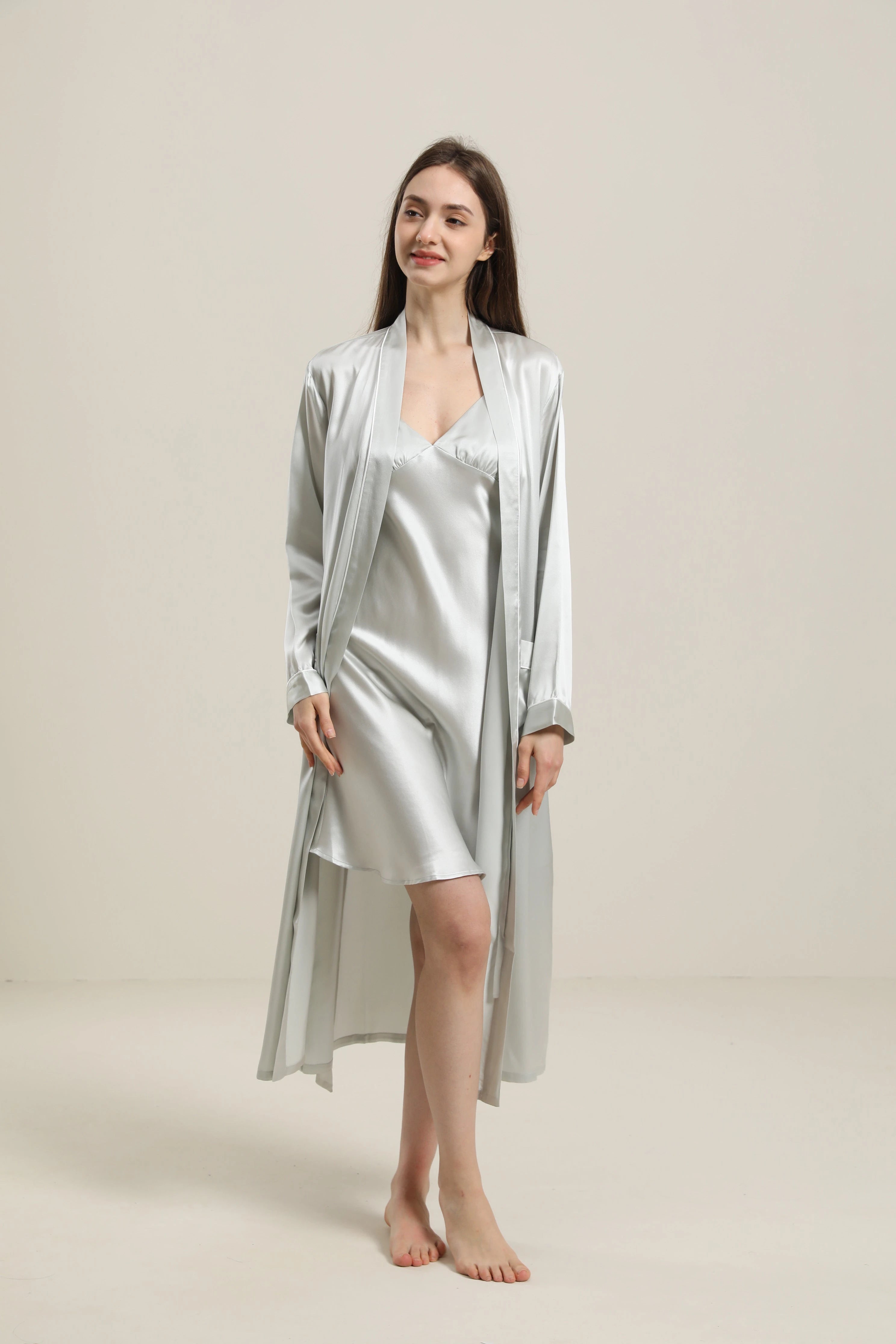 Luxury Washable Pure Color Silk Robe for Women - Soft & Comfortable Sleepwear, Loungewear & Spa Robe - Perfect for Relaxing at Home, Bridal Gifts & Hotel Bathrobes