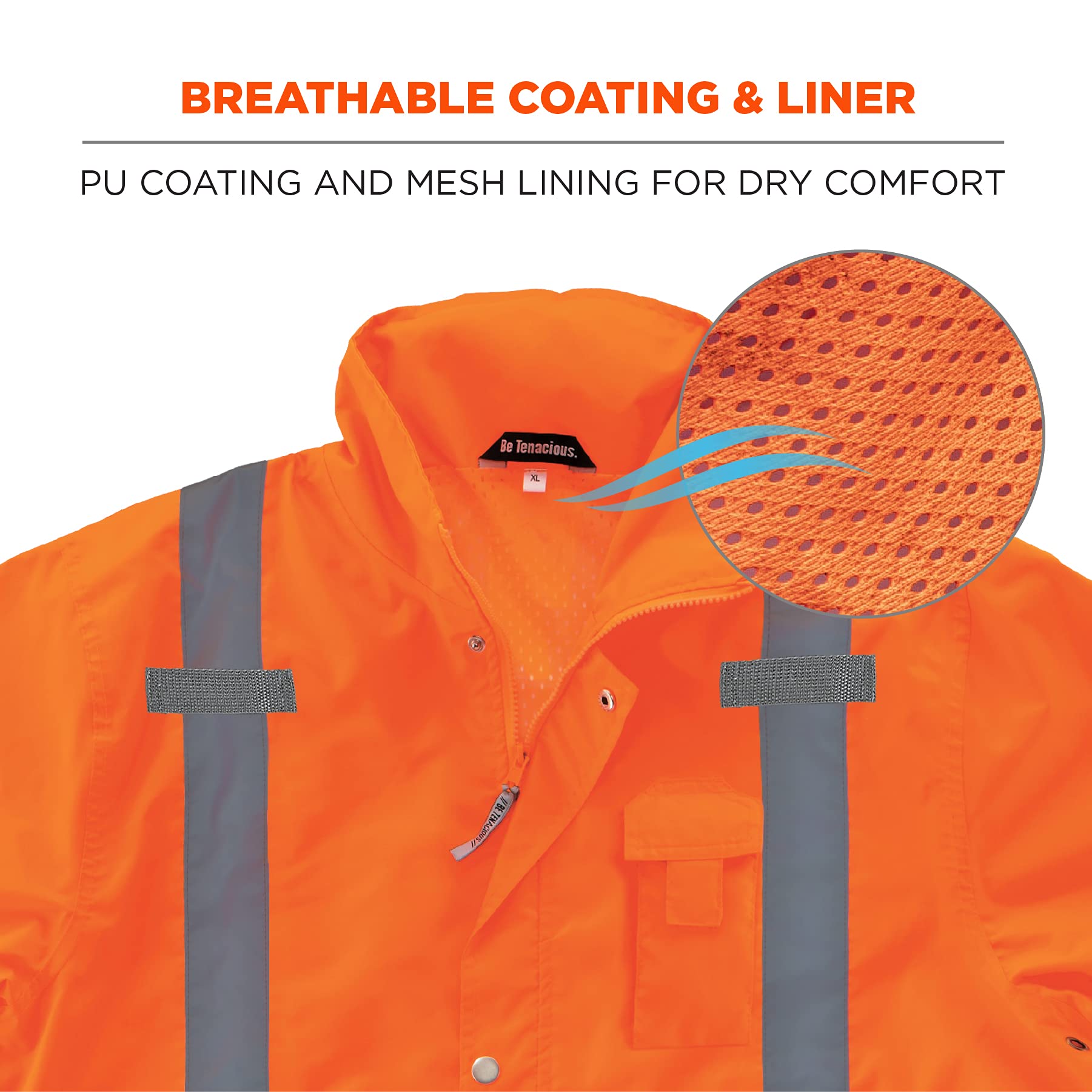 Ergodyne Standard Waterproof Rain Jacket for Men & Women - Lightweight Windproof Outdoor Shell for Hiking, Camping & Work