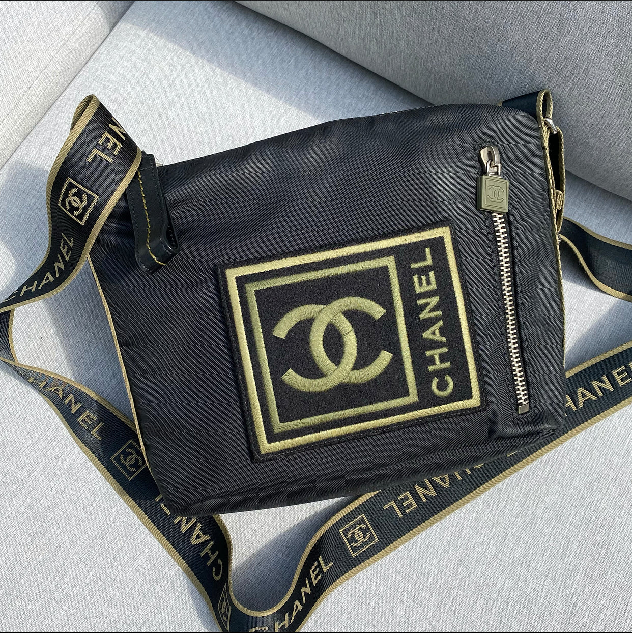 Chanel Sport Nylon Crossbody Messenger Bag for Women - Lightweight Shoulder Bag with Adjustable Strap, Perfect for Gym, Travel & Everyday Use