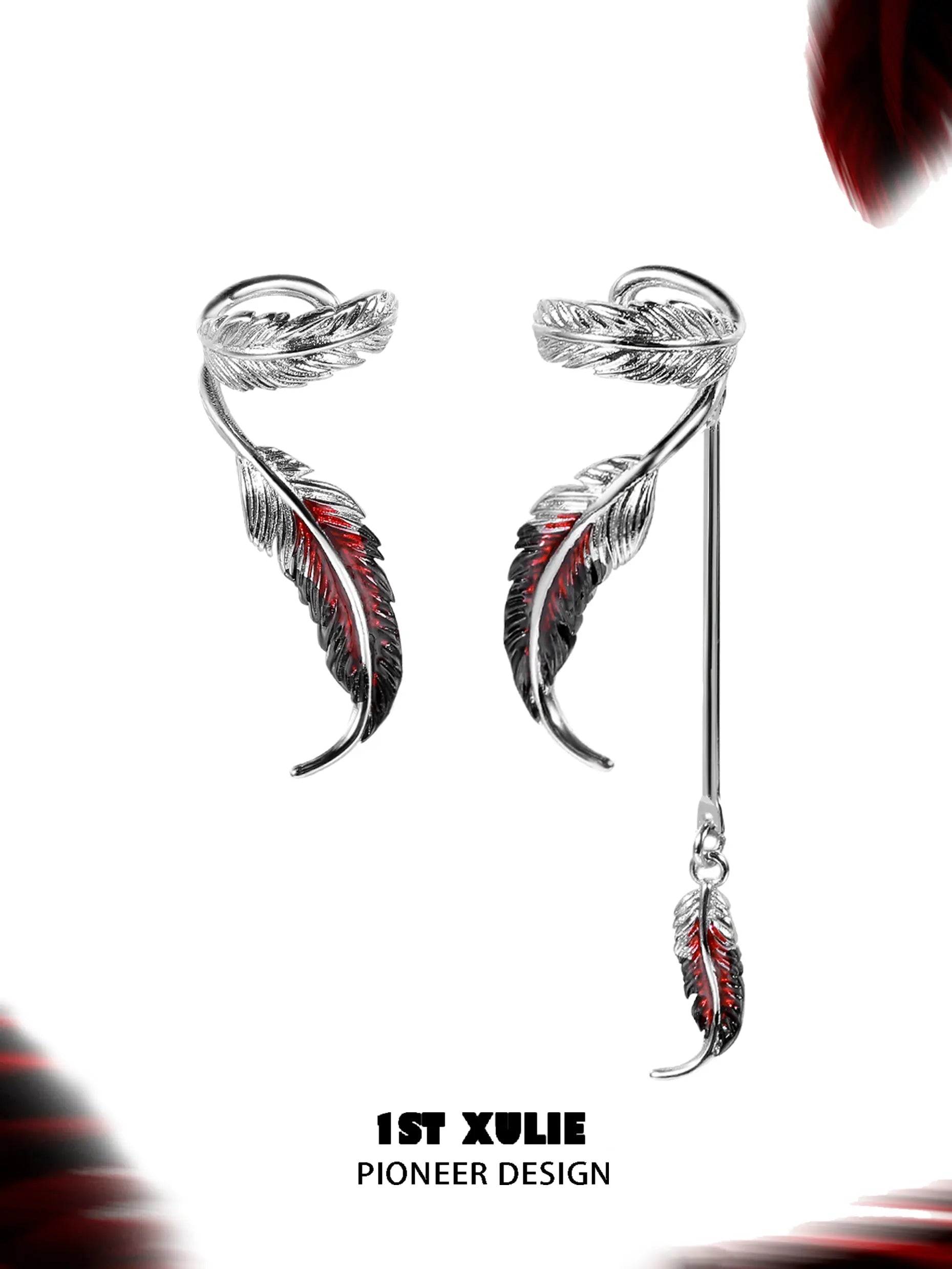 18K Gold Plated Asymmetrical Feather Ear Cuffs - Elegant Ear Clips for Women | Perfect for Parties, Weddings & Special Occasions