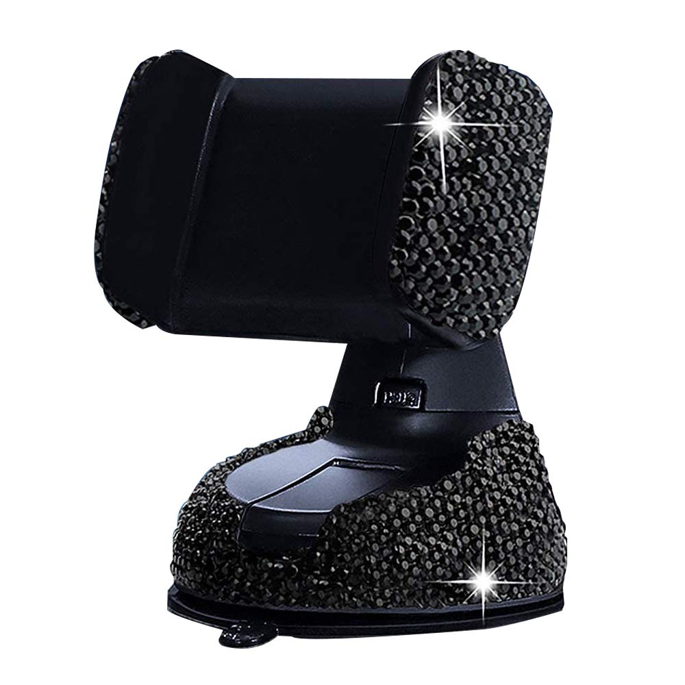 KABIOU Universal Car Phone Holder - Bling Crystal Air Vent Mount Clip for iPhone, Samsung, Android Smartphones - Black | Perfect for Driving, Navigation & Hands-Free Calls
