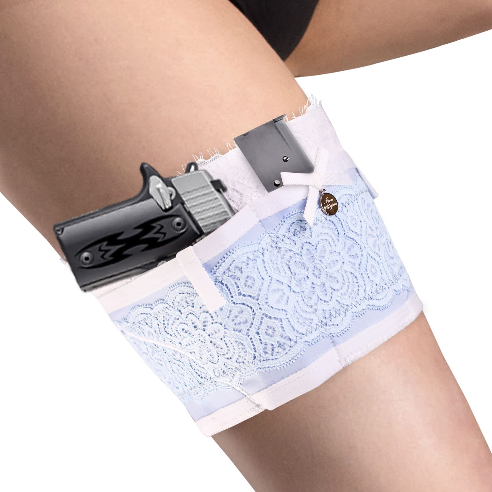 Women's Iron Regina Thigh Holster - Universal Concealed Carry Gun Holster for Pistols Like Glock 26, S&W Shield, P380, Sig P238 & Sauer P365 | Perfect for Everyday Carry, Tactical Training & Outdoor Activities