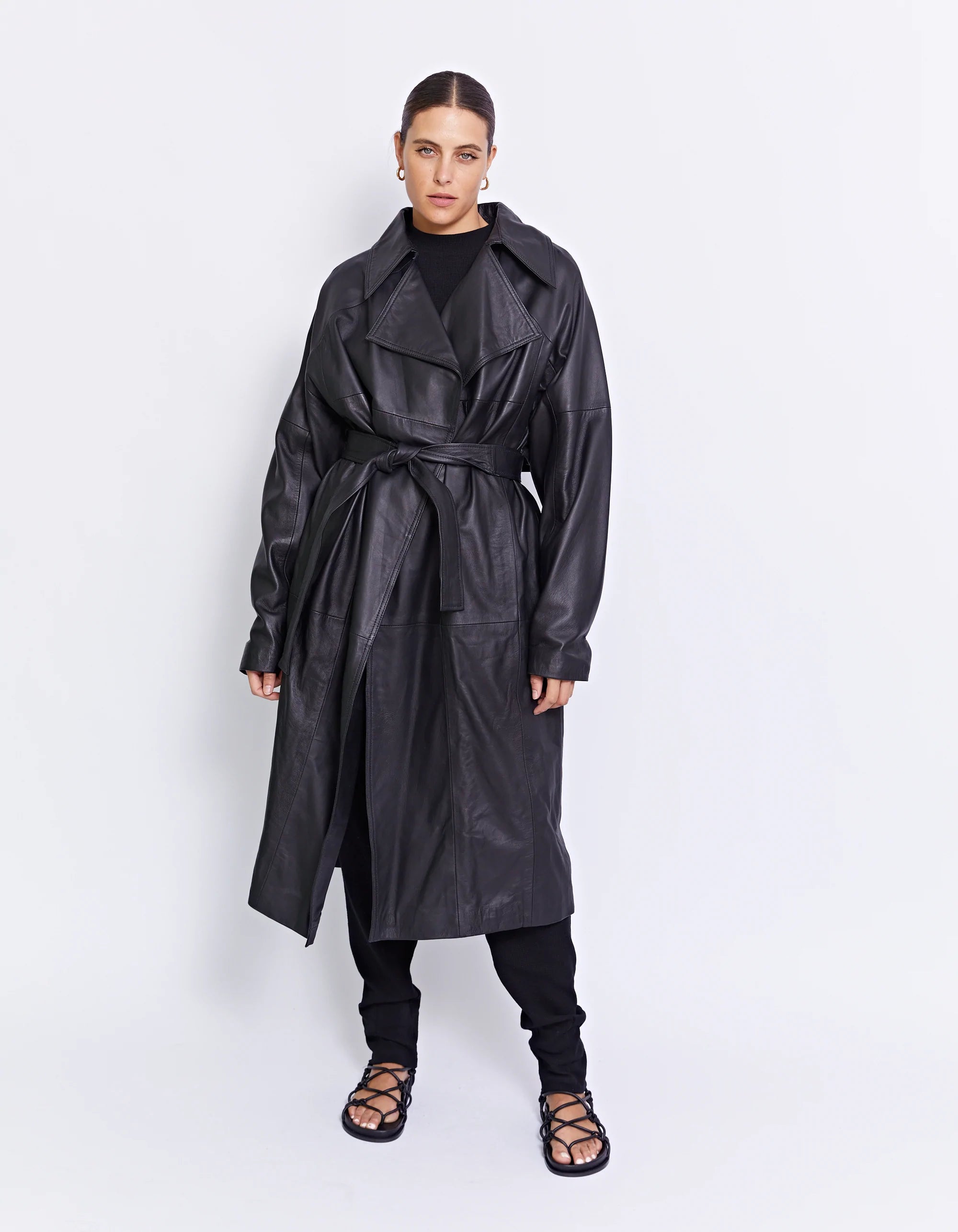 Premium Genuine Leather Trench Coat for Men & Women - Classic Waterproof Windbreaker with Belt - Perfect for Fall, Winter & Formal Occasions