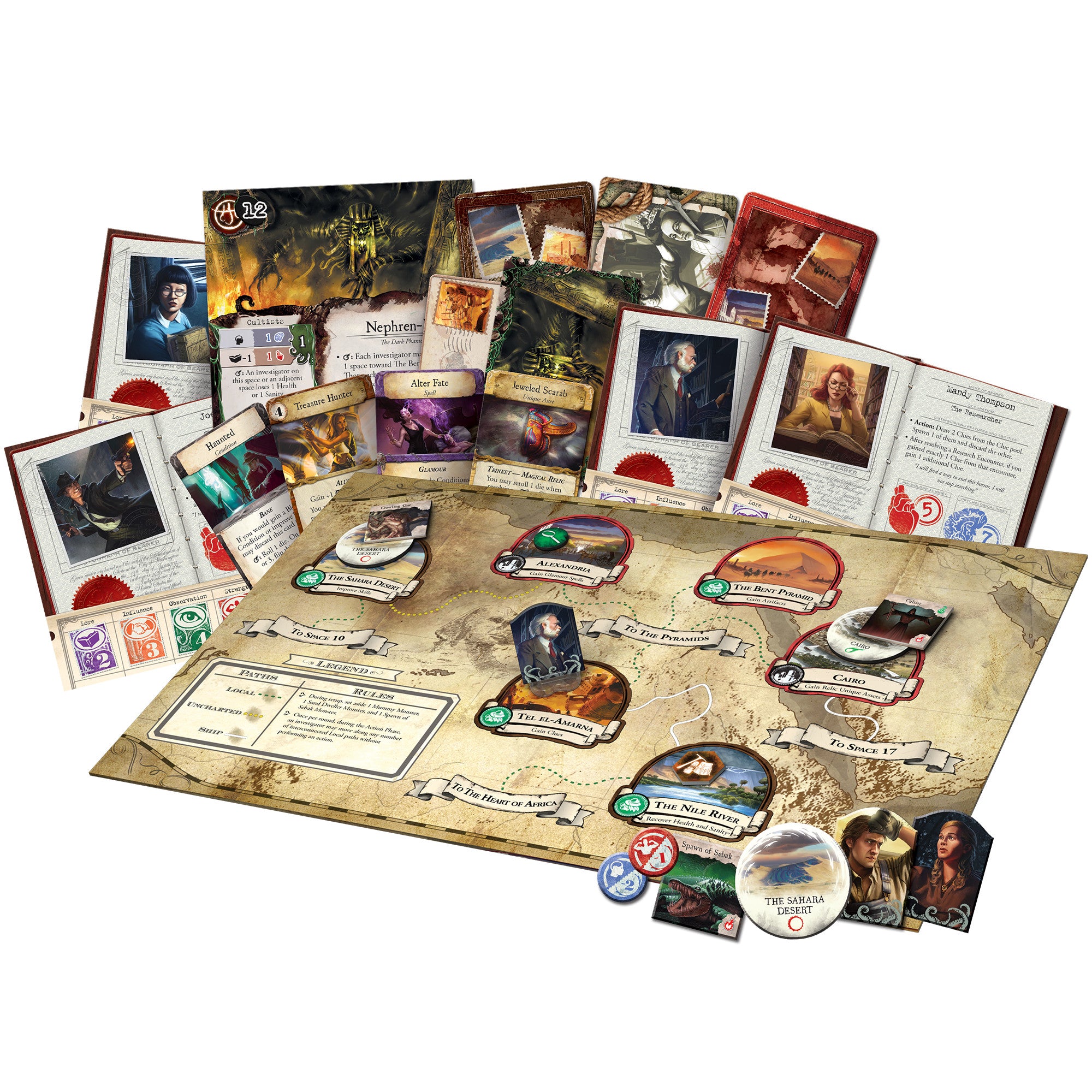 Eldritch Horror: Under the Pyramids Board Game - Cooperative Adventure Horror Game for 1-8 Players | Perfect for Game Nights & Lovecraftian Horror Fans