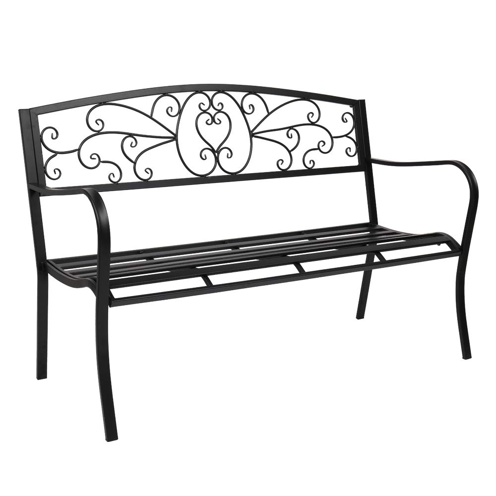 Outdoor Garden Bench with Cushions - Durable Steel Frame Patio Furniture for Yard, Porch & Entryway - Perfect for Relaxing, Entertaining & Outdoor Decor