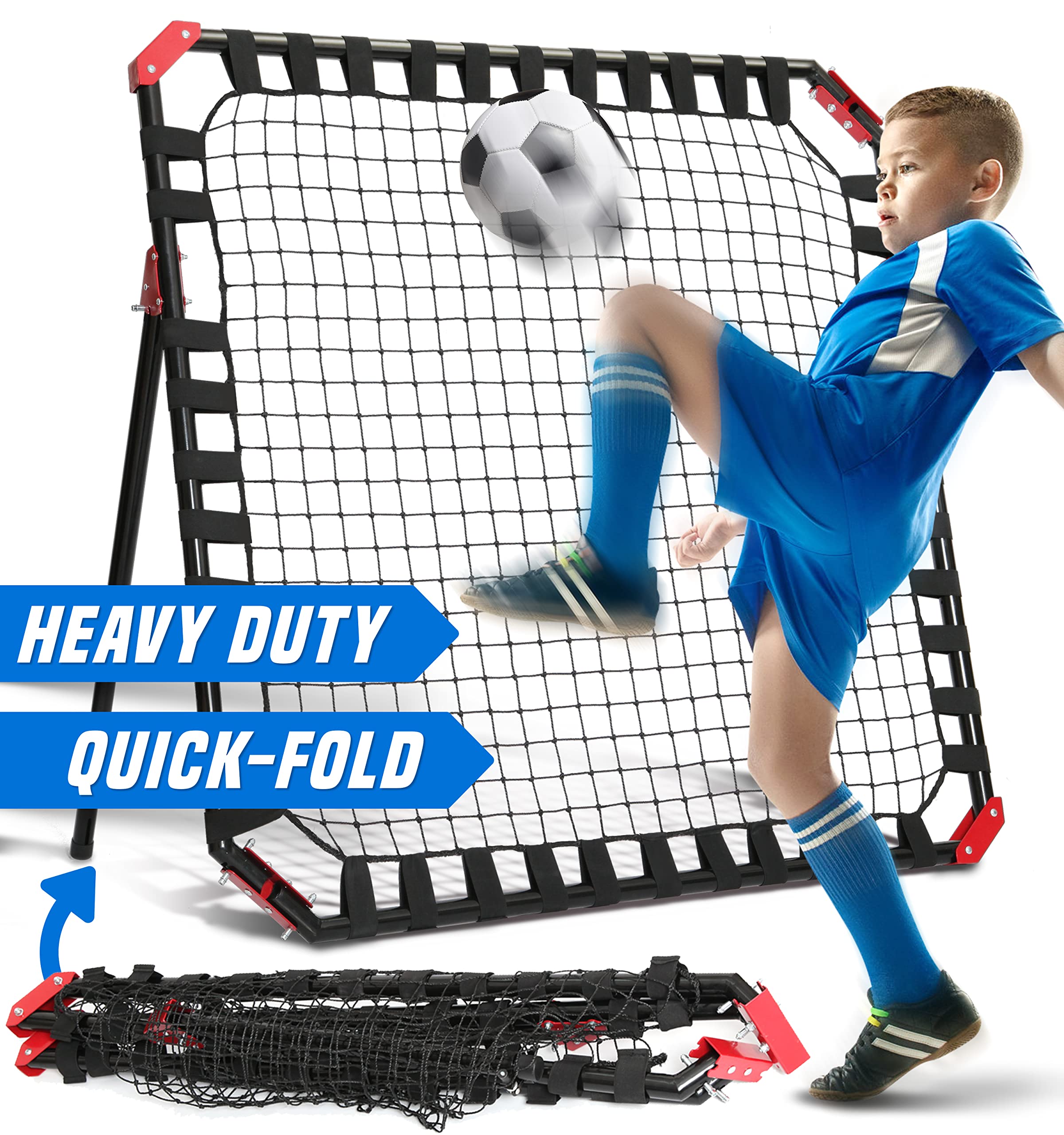 Best Soccer Rebounder Net - Heavy Duty Football Training Equipment for Passing & Shooting Practice - Perfect Gift for Soccer Players & Coaches - Ideal for Backyard, Field & Team Drills
