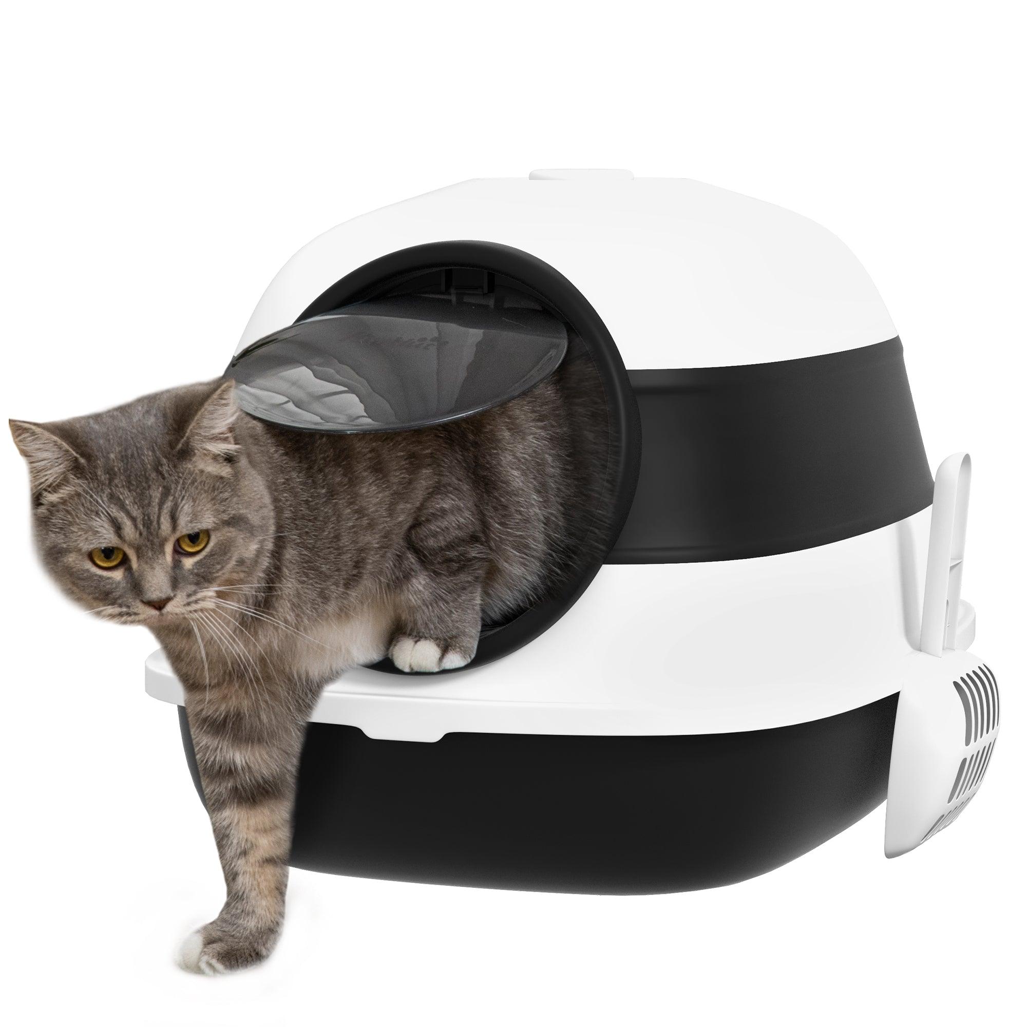 Best Covered Cat Litter Box with Lid - Large High-Sided Design, Built-in Air Freshener, Dual Entry Doors | Foldable & Easy to Clean | White & Black Options | Perfect for Small Spaces & Odor Control