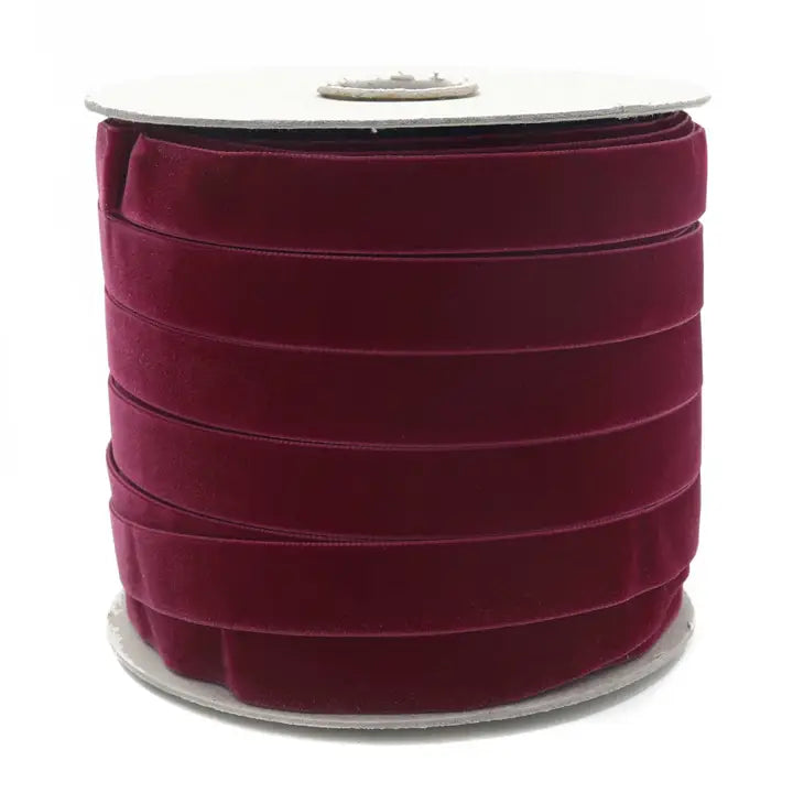 Luxury Bordeaux Swiss Velvet Ribbon - Premium Satin Finish Decorative Ribbon for Gift Wrapping, Wedding Decor, DIY Crafts & Hair Accessories