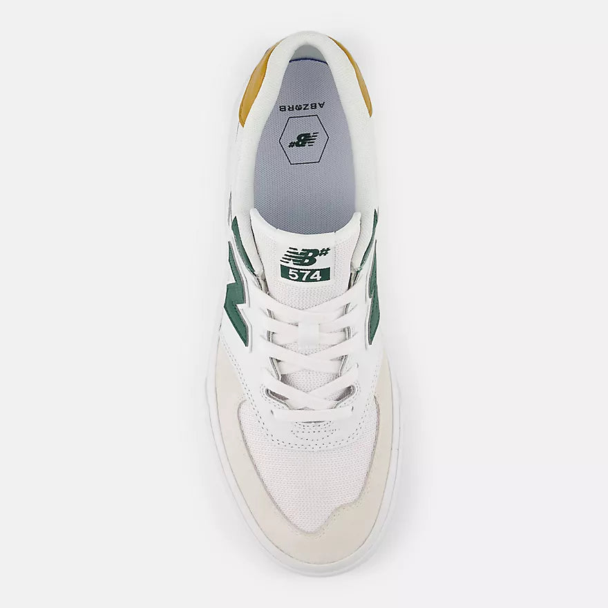 New Balance Numeric 574 Vulc Sneakers - White/Green - Men's Skateboarding Shoes for Street Style & Comfort