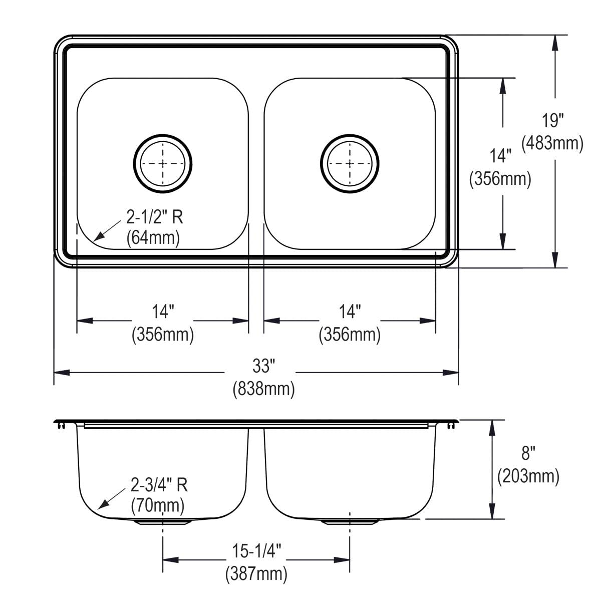 Elkay DSE233192 33 x 19 Inch Stainless Steel Kitchen Sink - Elite Satin Finish, Undermount Design for Modern Kitchens | Perfect for Food Prep, Dishwashing & Entertaining