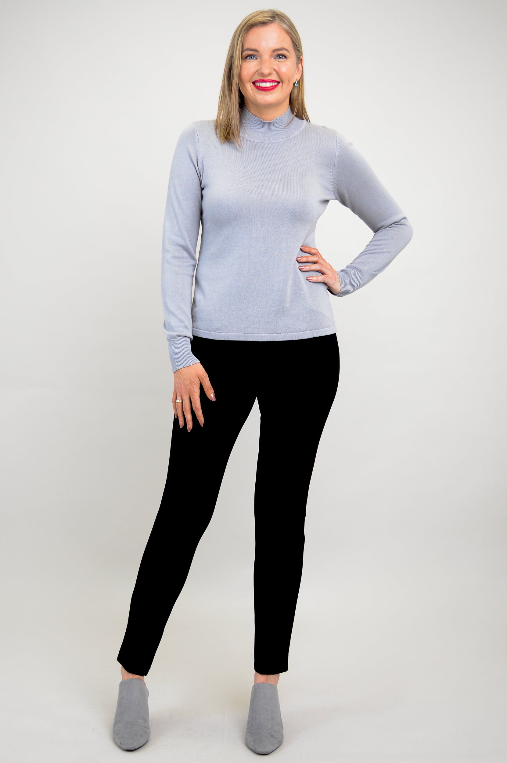 Premium Cameron Sweater for Women - Soft Bamboo Cotton Blend in Sleet Grey | Cozy Fall & Winter Fashion for Casual Outings and Office Wear