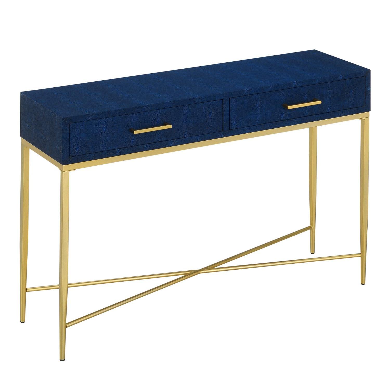 Convenience Concepts Ashley Console Table - Blue & Gold Accent Entryway Furniture | Perfect for Hallway, Living Room & Foyer Decor