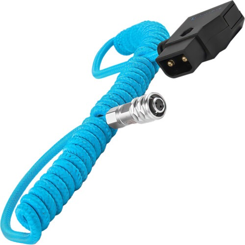 Kondor Blue Coiled D-Tap to 2-Pin Power Cable for Blackmagic Pocket Cinema Camera 6K/4K - Durable Flexible Power Cord for On-Set Filmmaking & Studio Lighting (Blue)