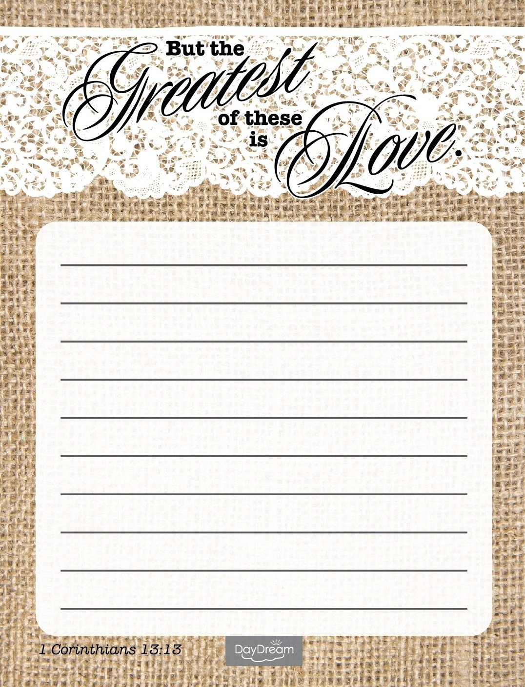 Canopy Street Burlap & Lace Inspirational Notepad Set - 1 Corinthians 13:13 Bible Verse Religious Notepads (4-Pack) - Perfect for Prayer Journals, Bible Study Notes & Gift Giving