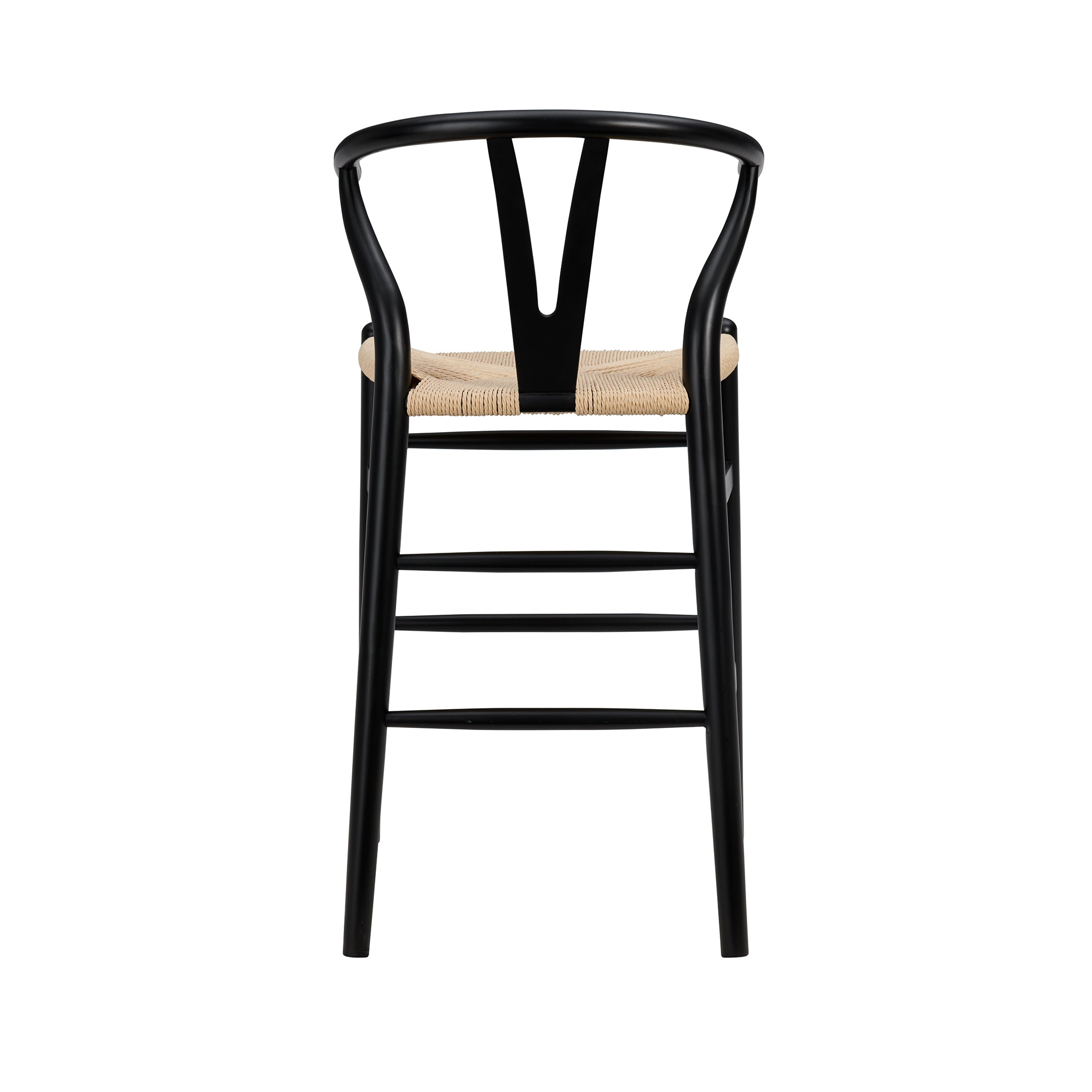 Evelina Black Wood Stained Counter Stool with Rush Seat - Perfect for Kitchen Island, Bar, and Dining Room Decor