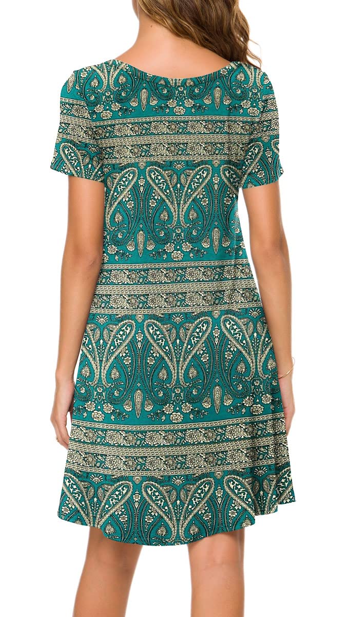 POPYOUNG 2025 Women's Summer Casual T-Shirt Dress - Crew Neck, Beach Cover Up, Sun Dress for Vacation, Pool Party & Outdoor Activities