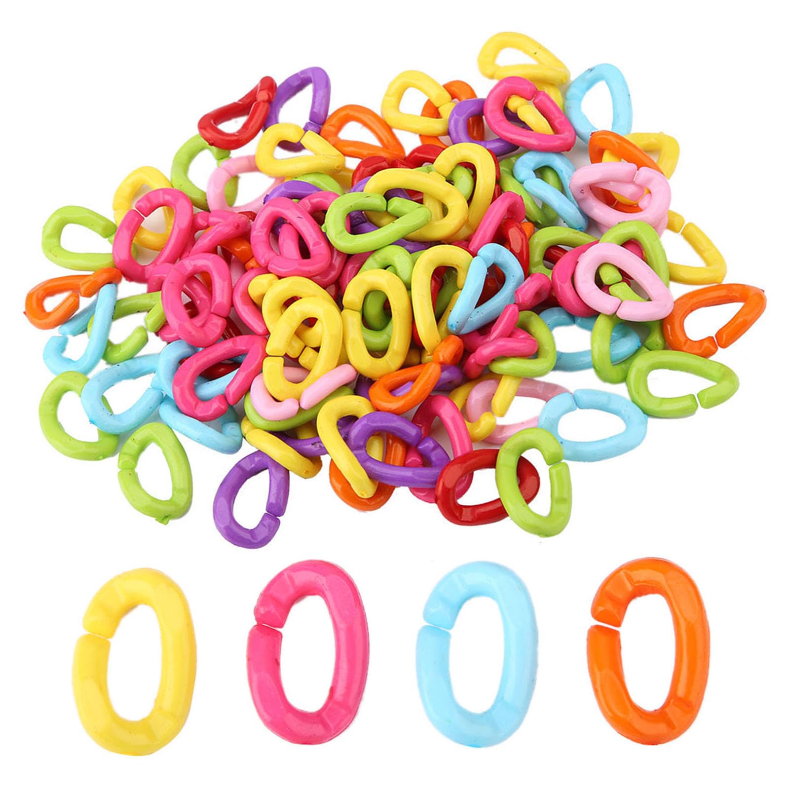 100Pcs Plastic Bird C Clips Hooks Chain Links - Colorful DIY Parrot Toys for Small Pets - Perfect for Cage Accessories, Bird Enrichment & Craft Projects