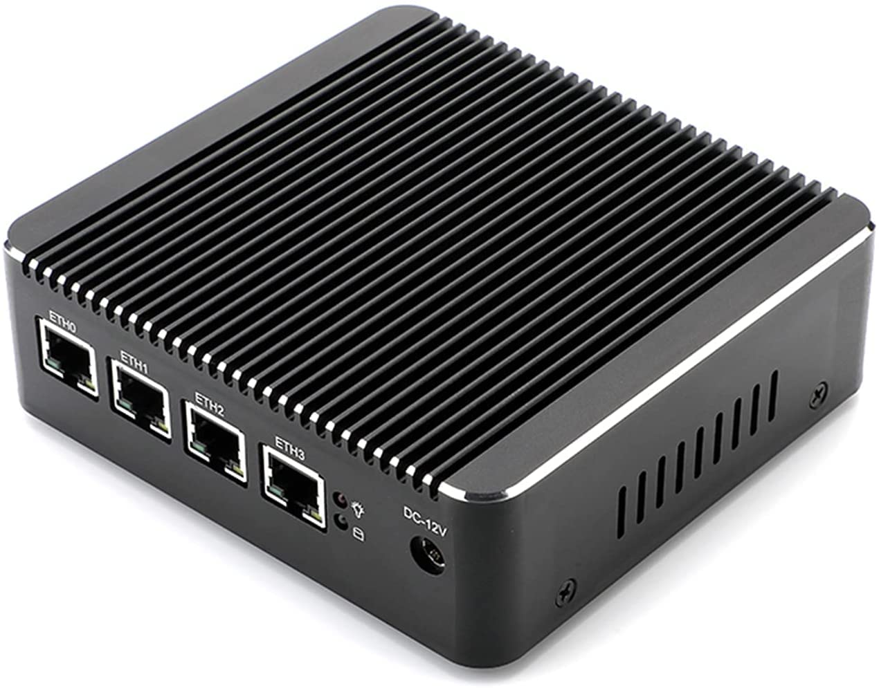 Fanless Mini PC with Intel Celeron J4125 Quad-Core Processor | 4x Intel I225 Gigabit LAN Ports | 8GB RAM & 512GB mSATA SSD | VGA/HDMI/USB Connectivity | AES-NI Encryption | Compact Firewall & Network Appliance - Ideal for Home Office, Small Business Networking & Cybersecurity Applications