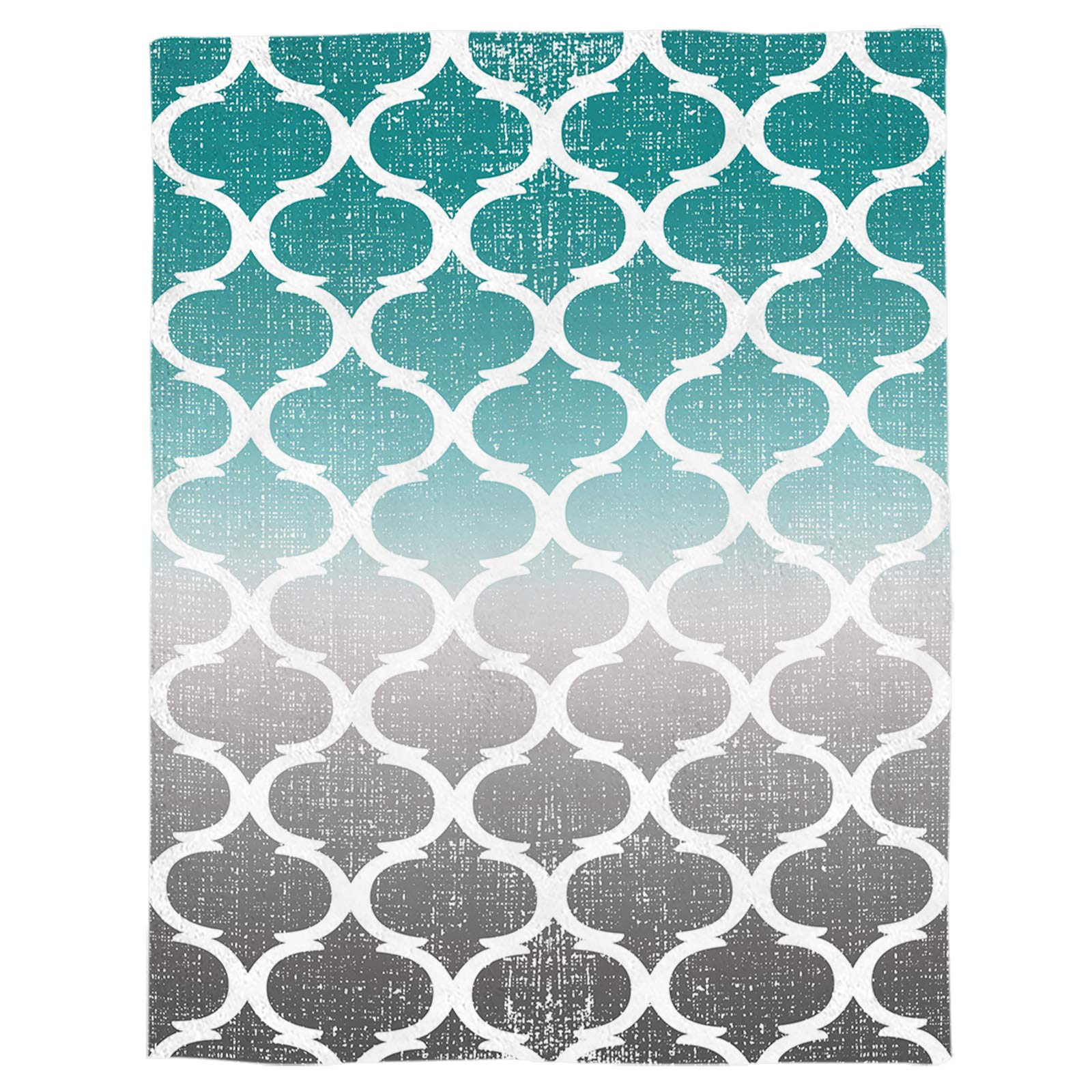 Soft Flannel Fleece Throw Blanket 60x80 Inches - Modern Ombre Turquoise Grey Moroccan Style Decorative Blanket for Bed, Couch, Sofa, Office & Camping - Cozy Abstract Design Home Decor Gift for Winter & Travel Use