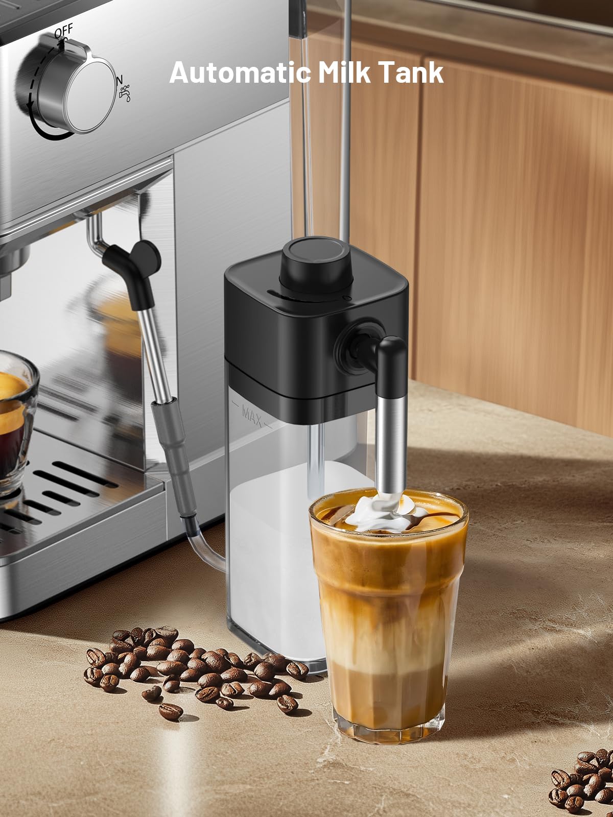 20 Bar Espresso Coffee Machine with Rapid Cold Brew Technology - Separate Milk Tank & Touch Screen Control - Perfect for Lattes, Cappuccinos & Americano - Ideal for Home, Office & Coffee Shops - Stainless Steel Commercial Grade Coffee Maker