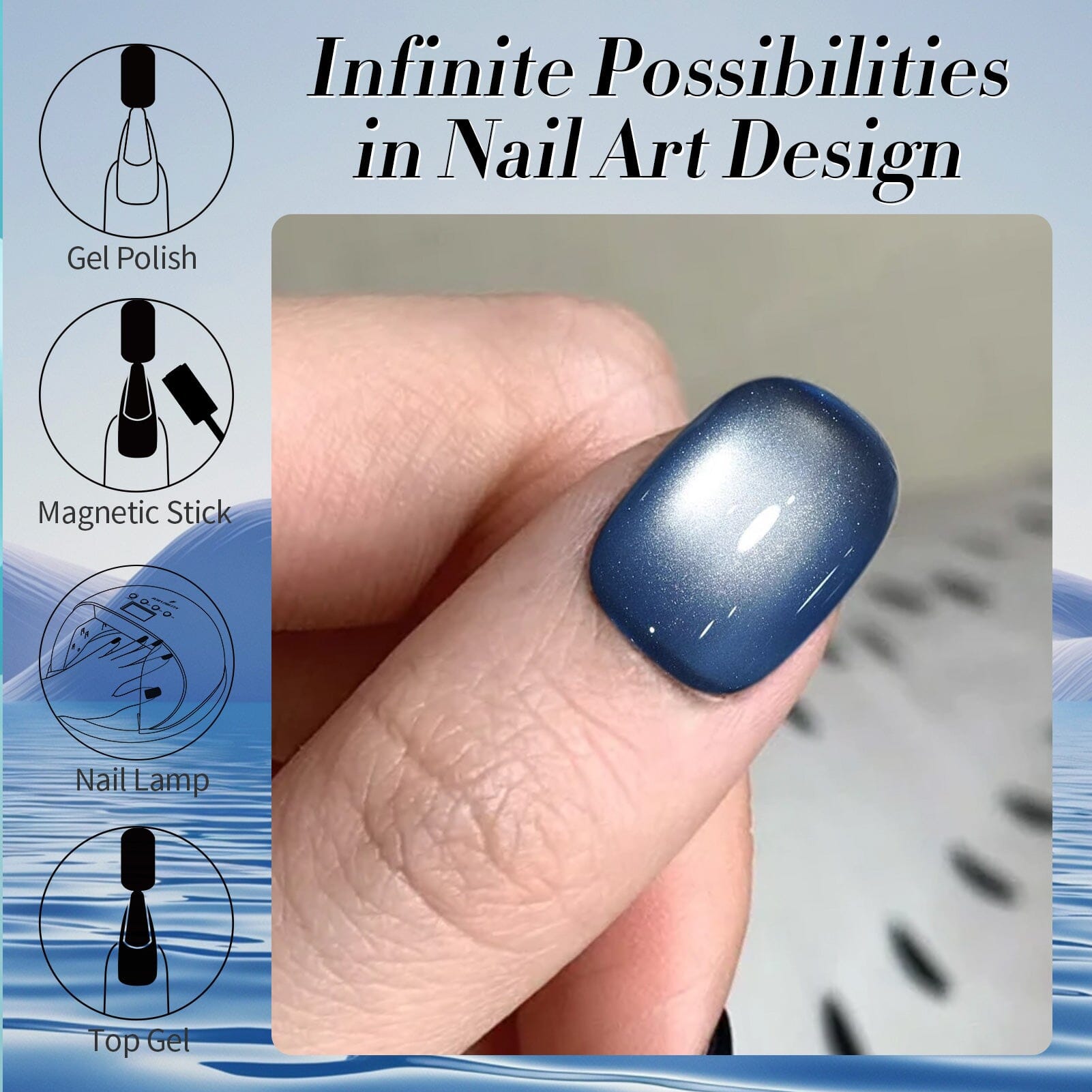 Blue Glass Cat Magnetic Gel Polish - 15ml MY75 Blue Lover Nail Art Kit for Salon & Home Manicure - Perfect for Special Occasions & Everyday Wear