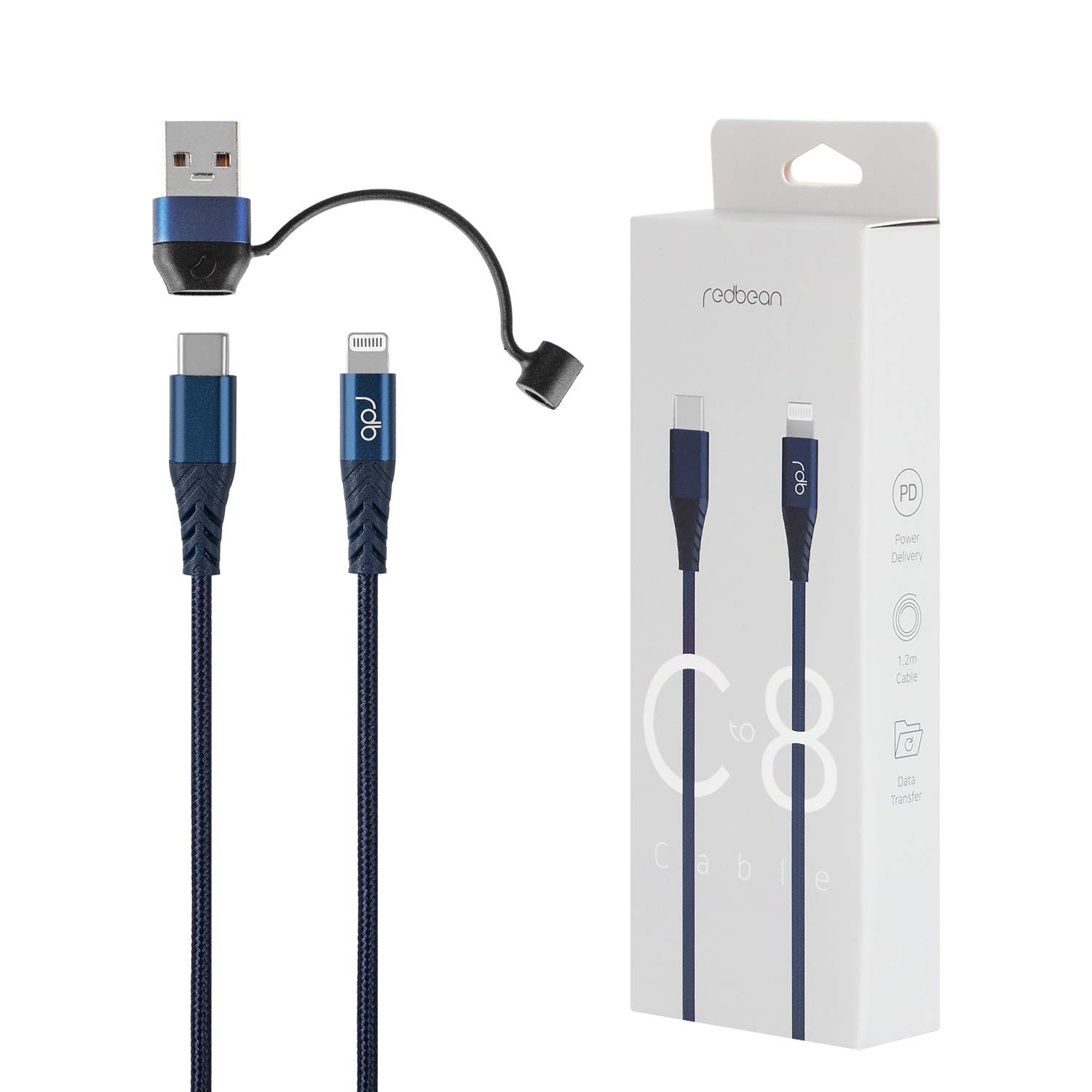 Apple MFi Certified Fast Charger Cable for iPhone 13/12 - USB C to Lightning & USB A Adapter with Anti-Lost Clip, 3.9ft PD Power Delivery Aluminum Cable (Midnight Blue) - Perfect for iPhone, iPad & AirPods Charging at Home, Office or Travel
