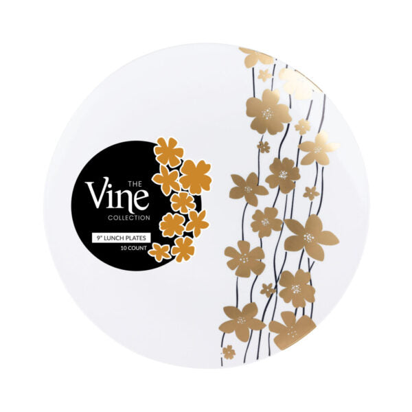 Elegant Black and Gold Round Plastic Plates - 10 Inch Disposable Party Dinnerware for Weddings, Birthdays, and Special Events - Durable & Stylish Tableware for Home and Outdoor Use