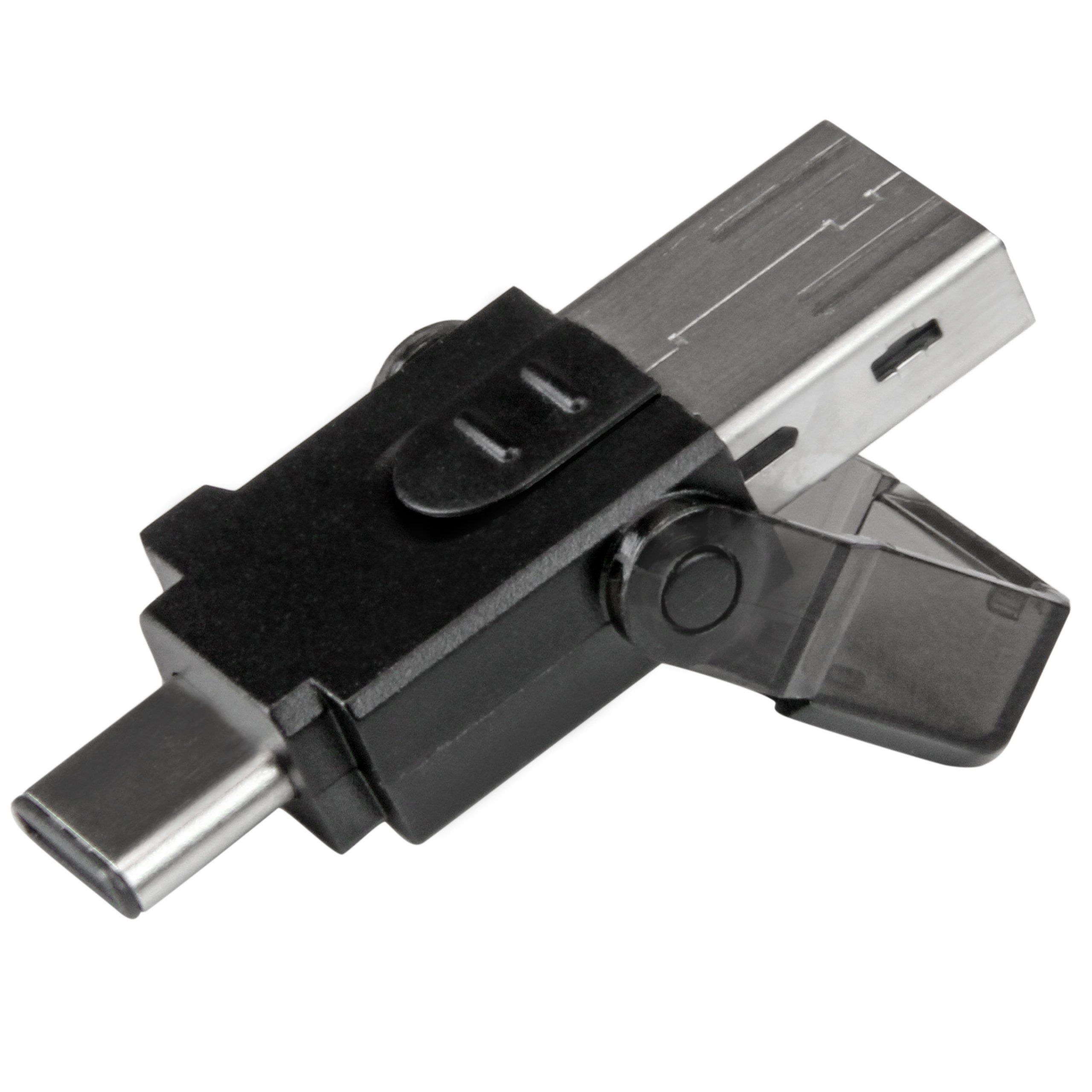 StarTech.com USB 3.0 MicroSD Card Reader Adapter - Dual USB-C & USB-A Compatible Memory Card Reader for Laptops, PCs & MacBooks - Fast Data Transfer for Photos, Videos & Files (MSDREADU3CA), Black - Perfect for Travel, Photography & Office Work