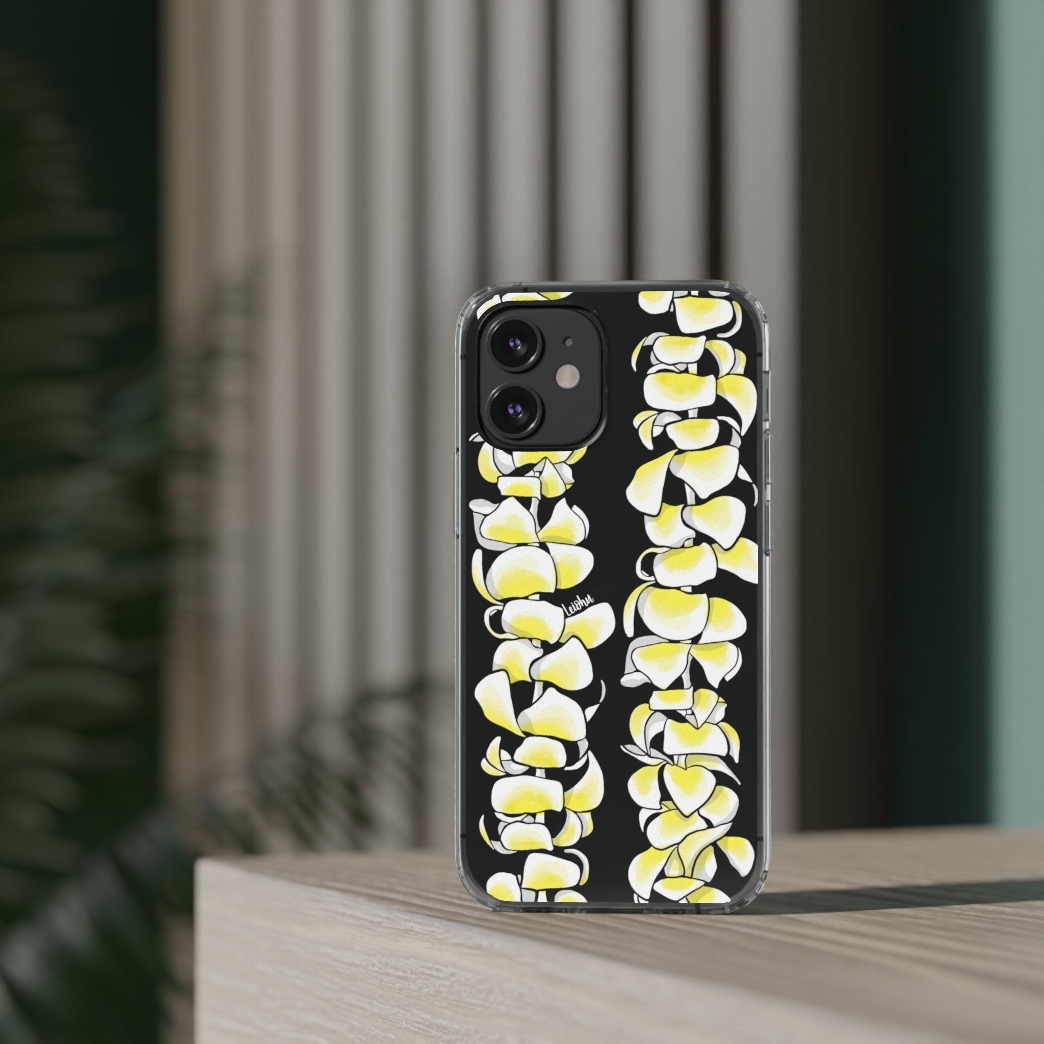 Hawaiian Plumeria Flower Lei Design Clear Phone Case - Durable Protective Cover for iPhone & Samsung - Perfect for Luau Parties, Beach Vacations & Summer Festivals