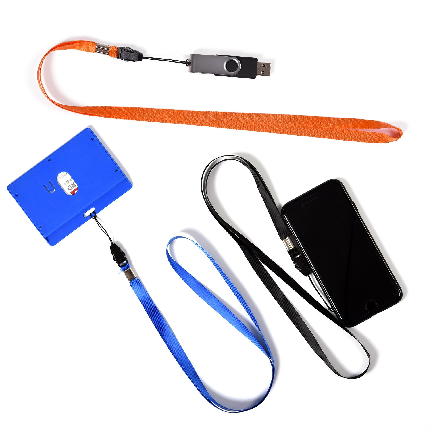18-Inch Colorful Lanyards for USB Drives, Keys & ID Badges - 20PCS