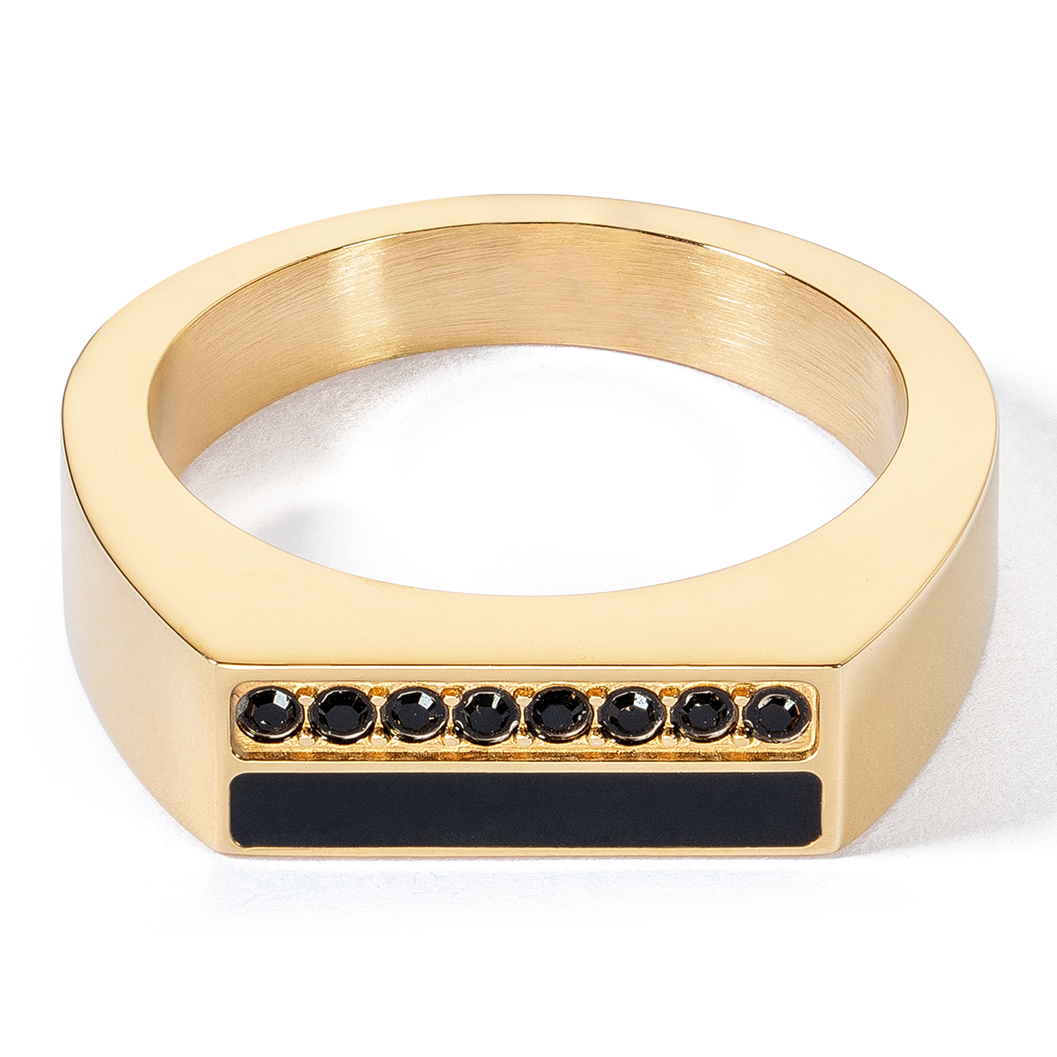 Square Striped Ring - Gold and Black Geometric Jewelry for Women - Perfect for Parties, Weddings & Everyday Wear