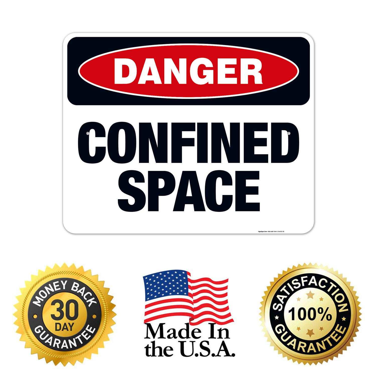 Danger Confined Space Sign - OSHA Compliant 24x30 Inches Rust-Free Aluminum Safety Sign | Fade-Resistant for Indoor & Outdoor Use | Made in USA | Ideal for Construction Sites, Warehouses & Industrial Areas