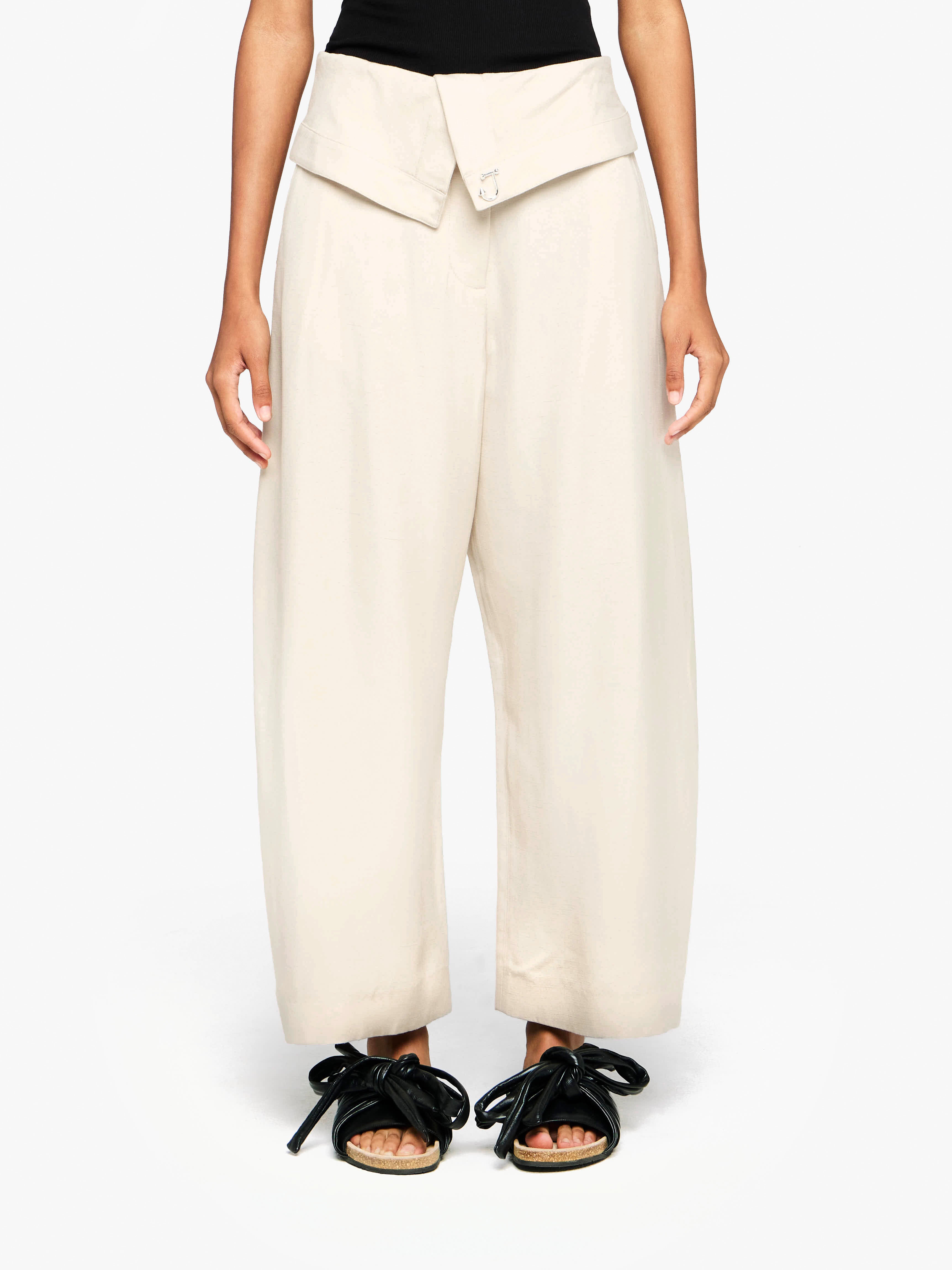 Stylish Fold Over Trousers for Women - High Waist Comfortable Lounge Pants - Perfect for Yoga, Travel & Casual Wear